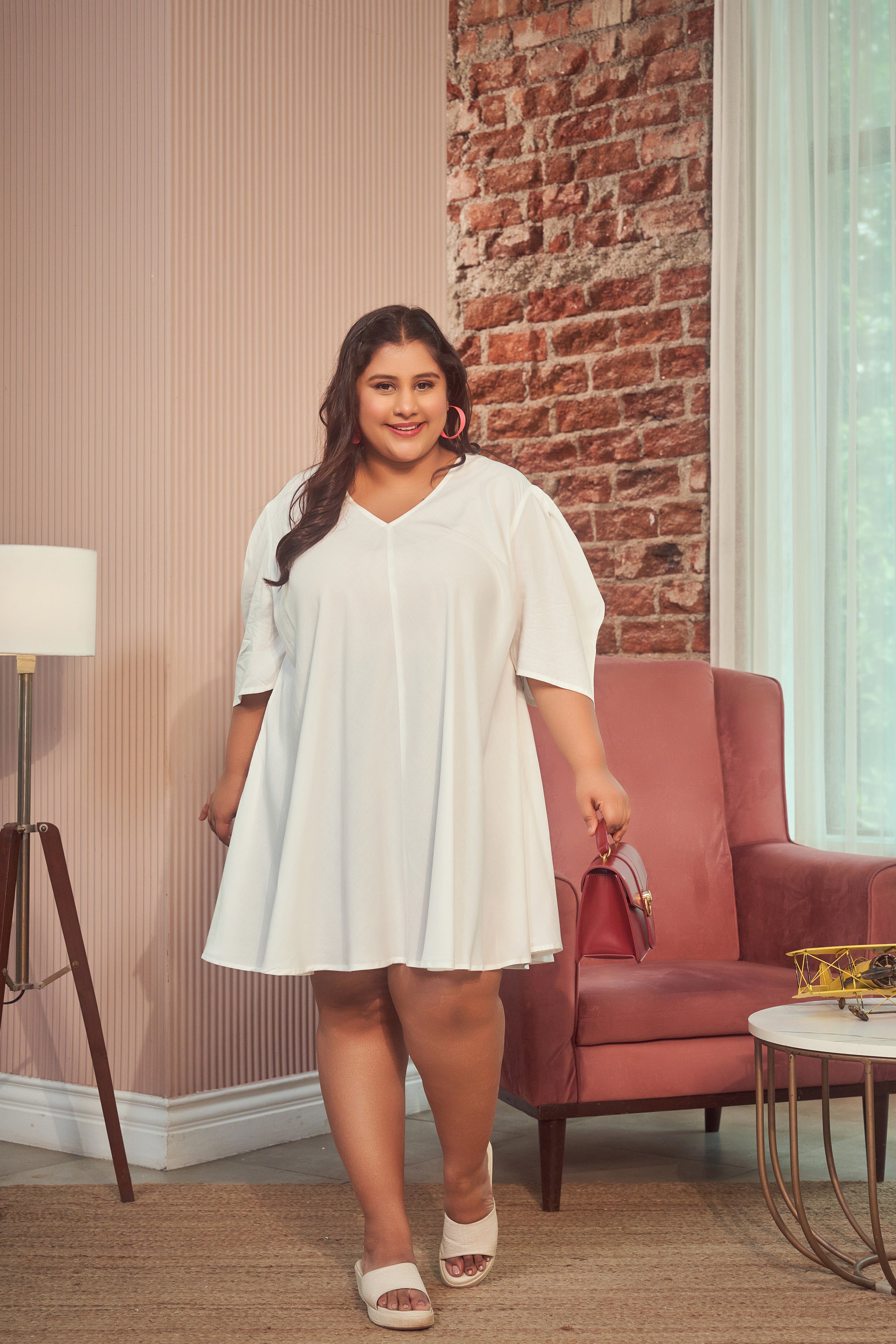 WHITE MODAL CUTE SHORT DRESS