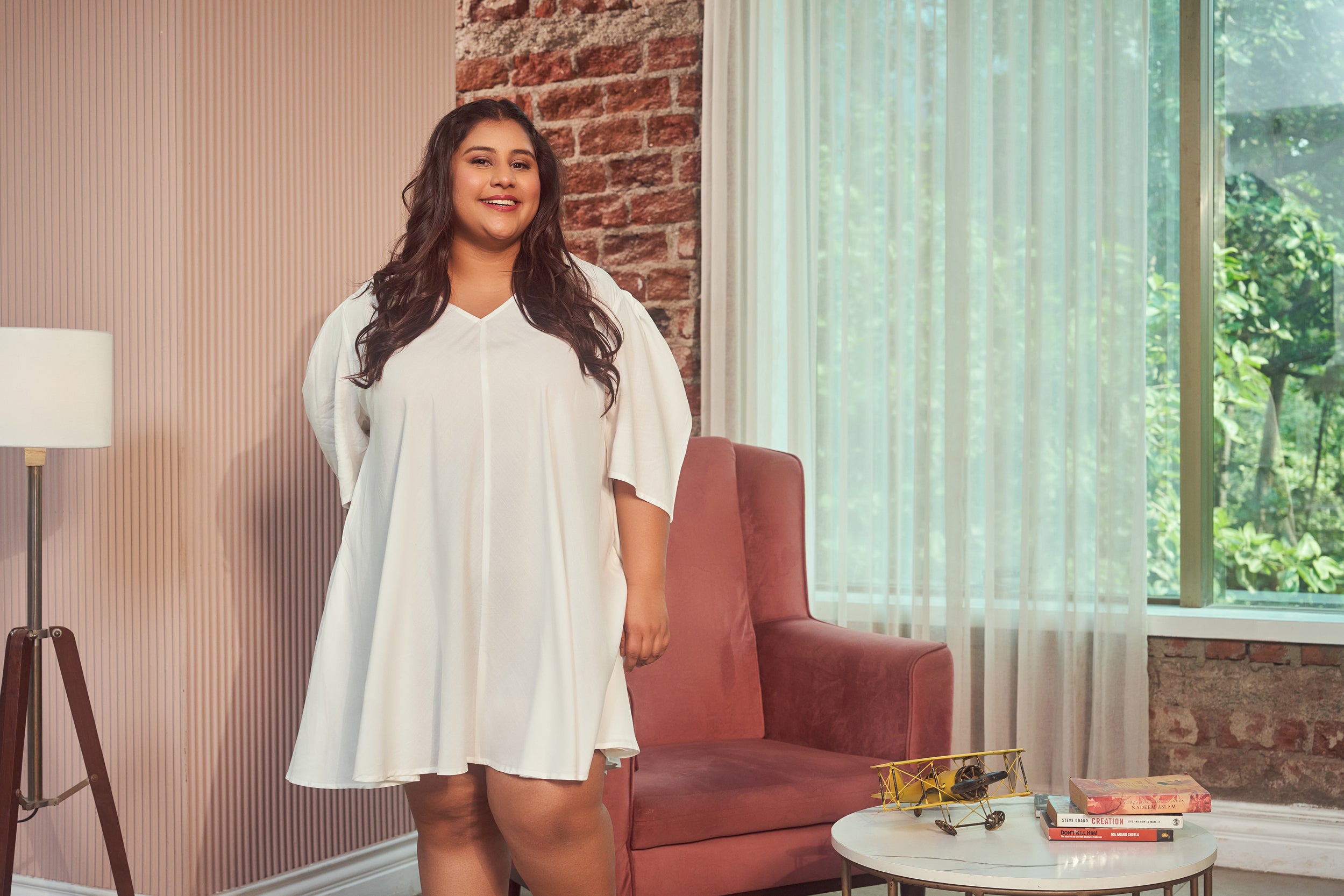 WHITE MODAL CUTE SHORT DRESS