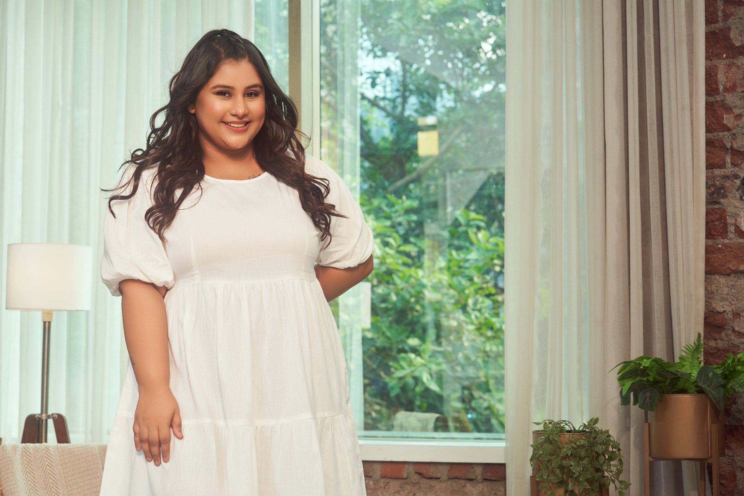 Snow White Tiered Linen Short Dress