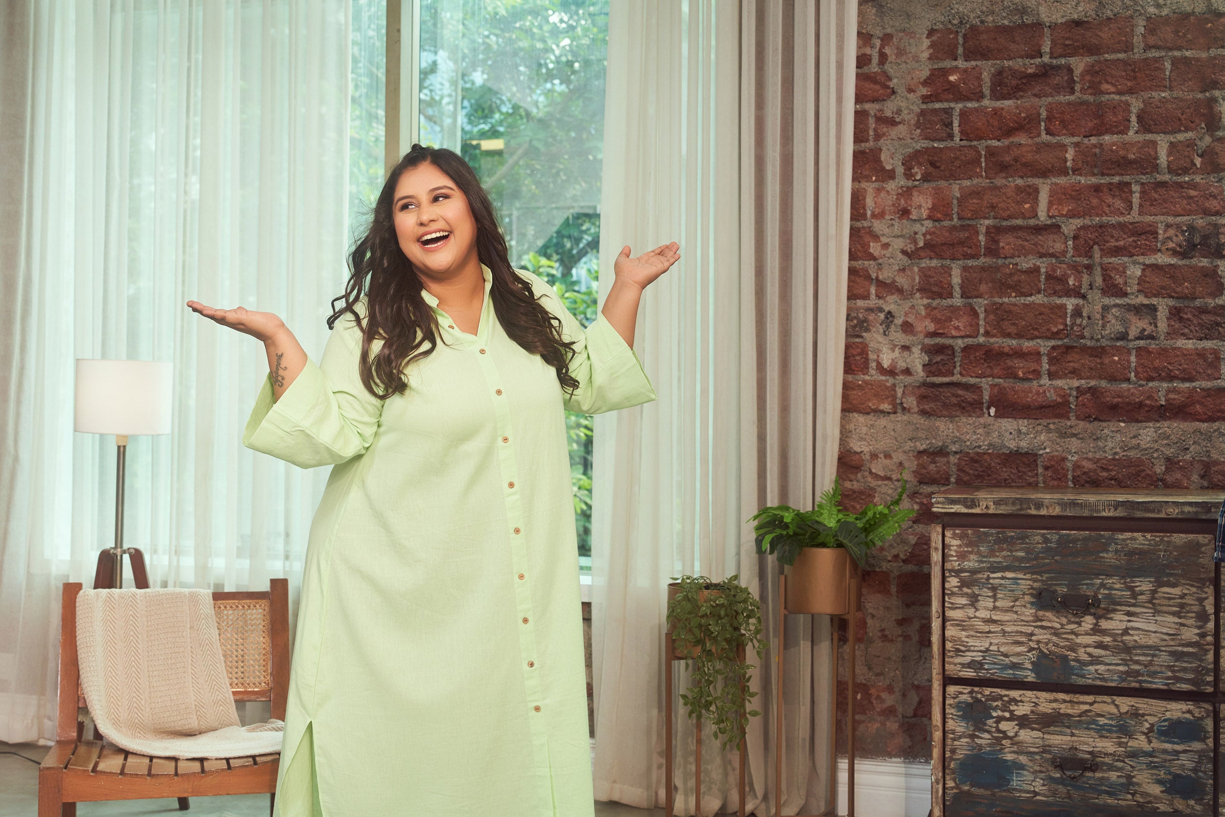 Mint Green Oversized button down Linen Maxi Dress