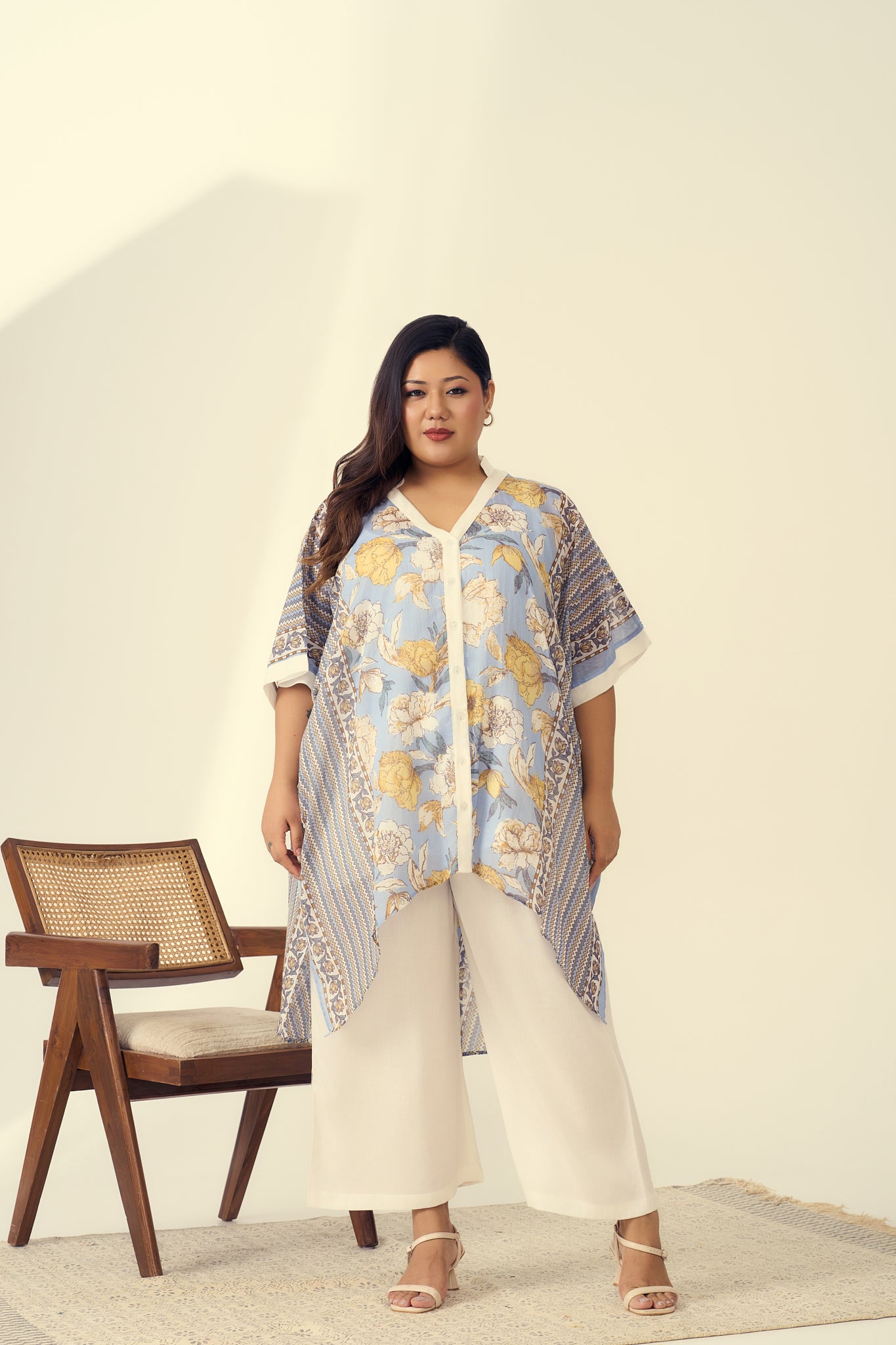 Breezy Printed Mulmul Kaftan Pants Set(Set of 3)