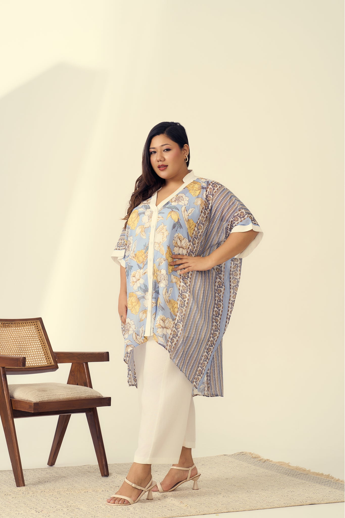 Breezy Printed Mulmul Kaftan Pants Set(Set of 3)