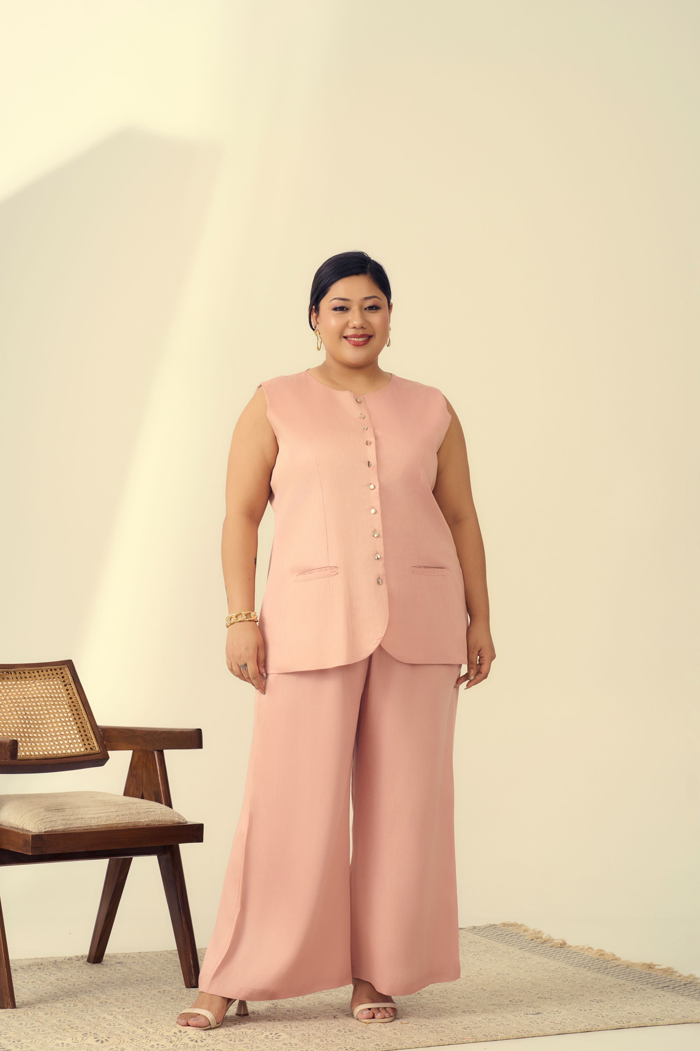 Blush Pink Satin Co-ord Set