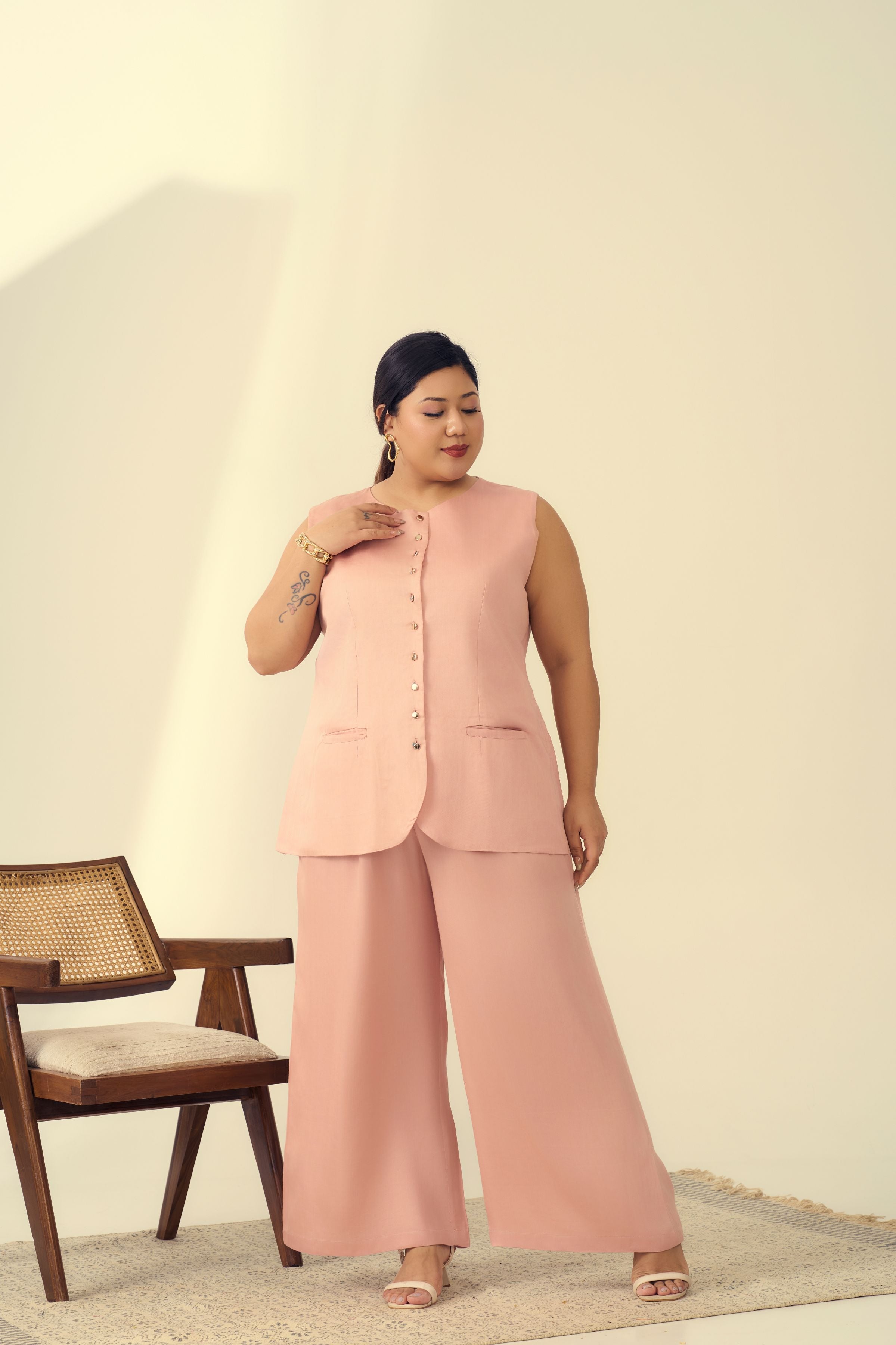 Blush Pink Satin Co-ord Set