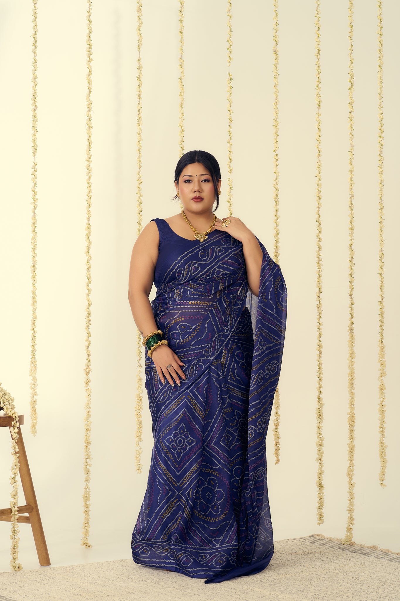 Royal Blue Bandhani Saree