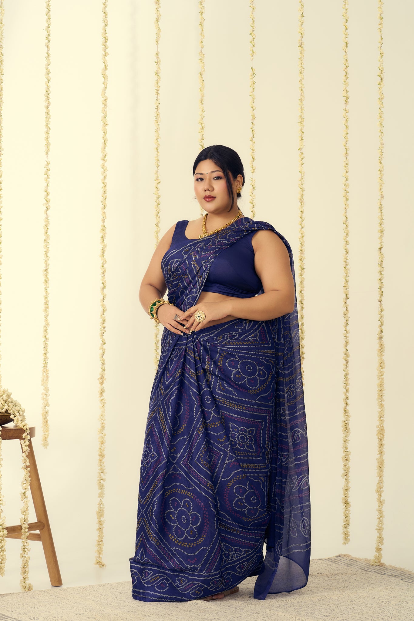 Royal Blue Bandhani Saree