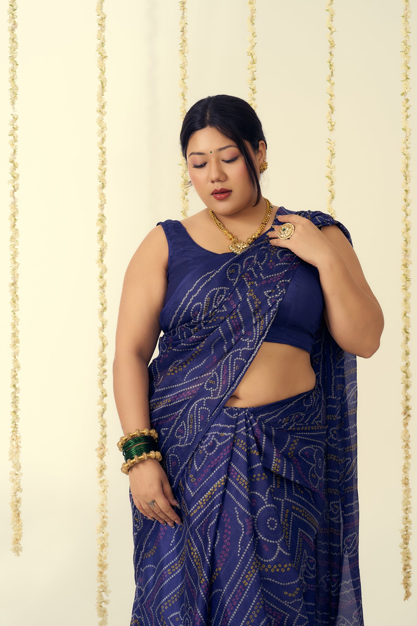 Royal Blue Bandhani Saree
