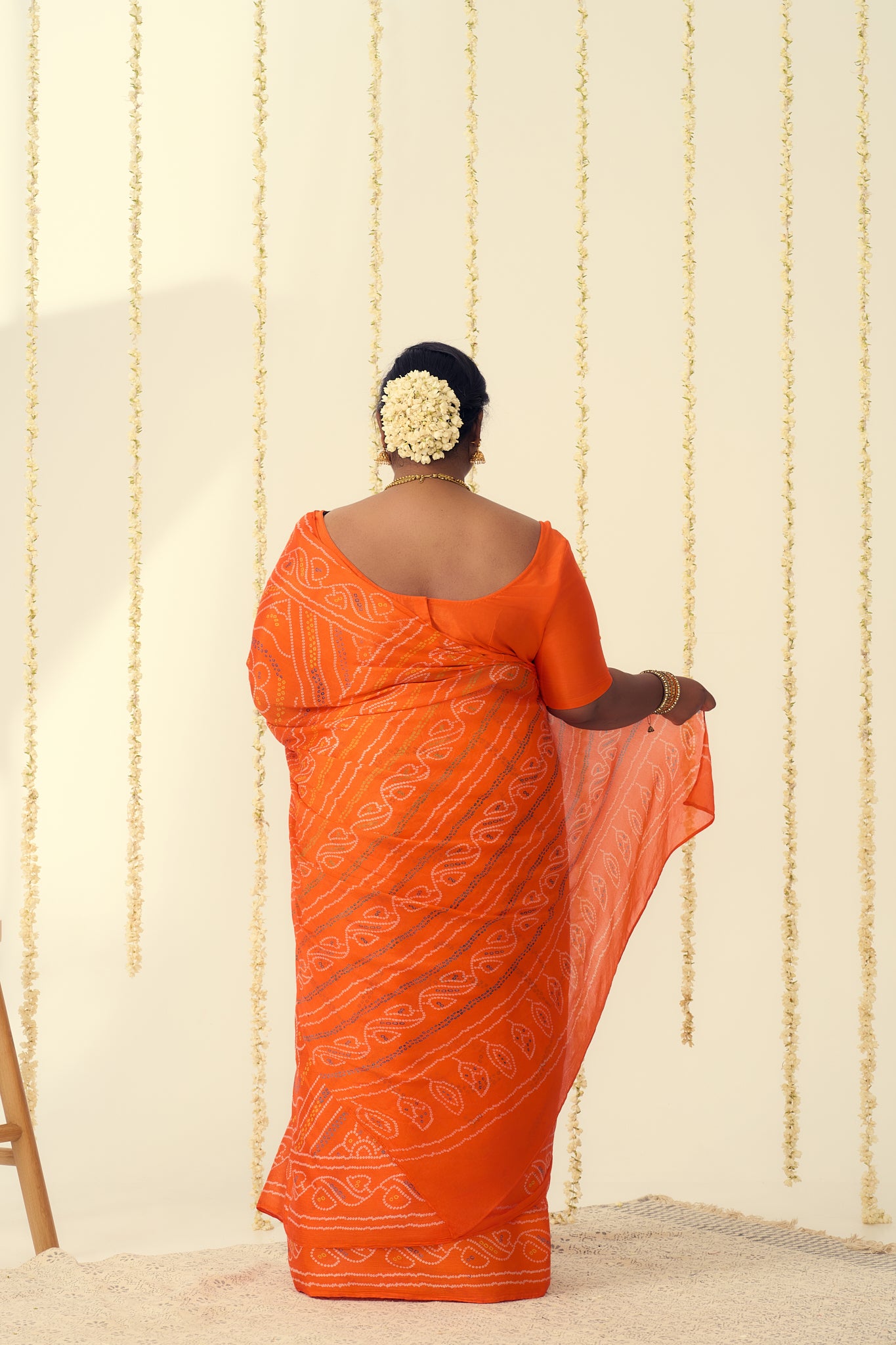 Vibrant Orange Bandhani Saree
