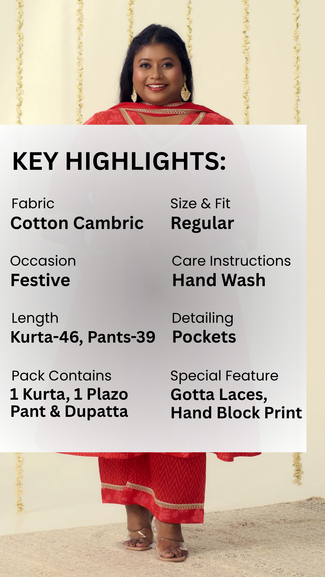 Radiant Red Festive Kurta Suit Set (3 Pc)