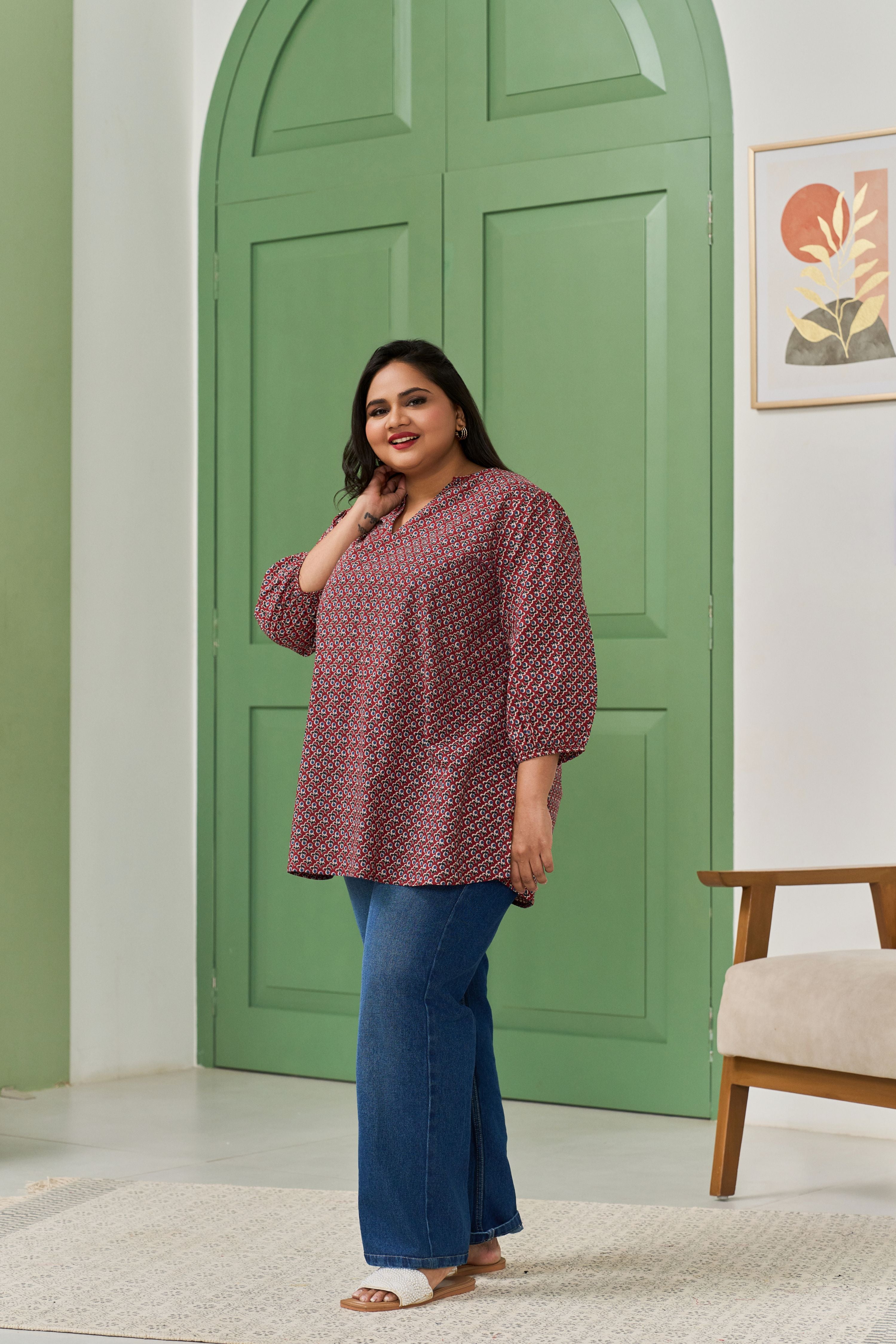 Traditional Booti Print Top with Modern Charm