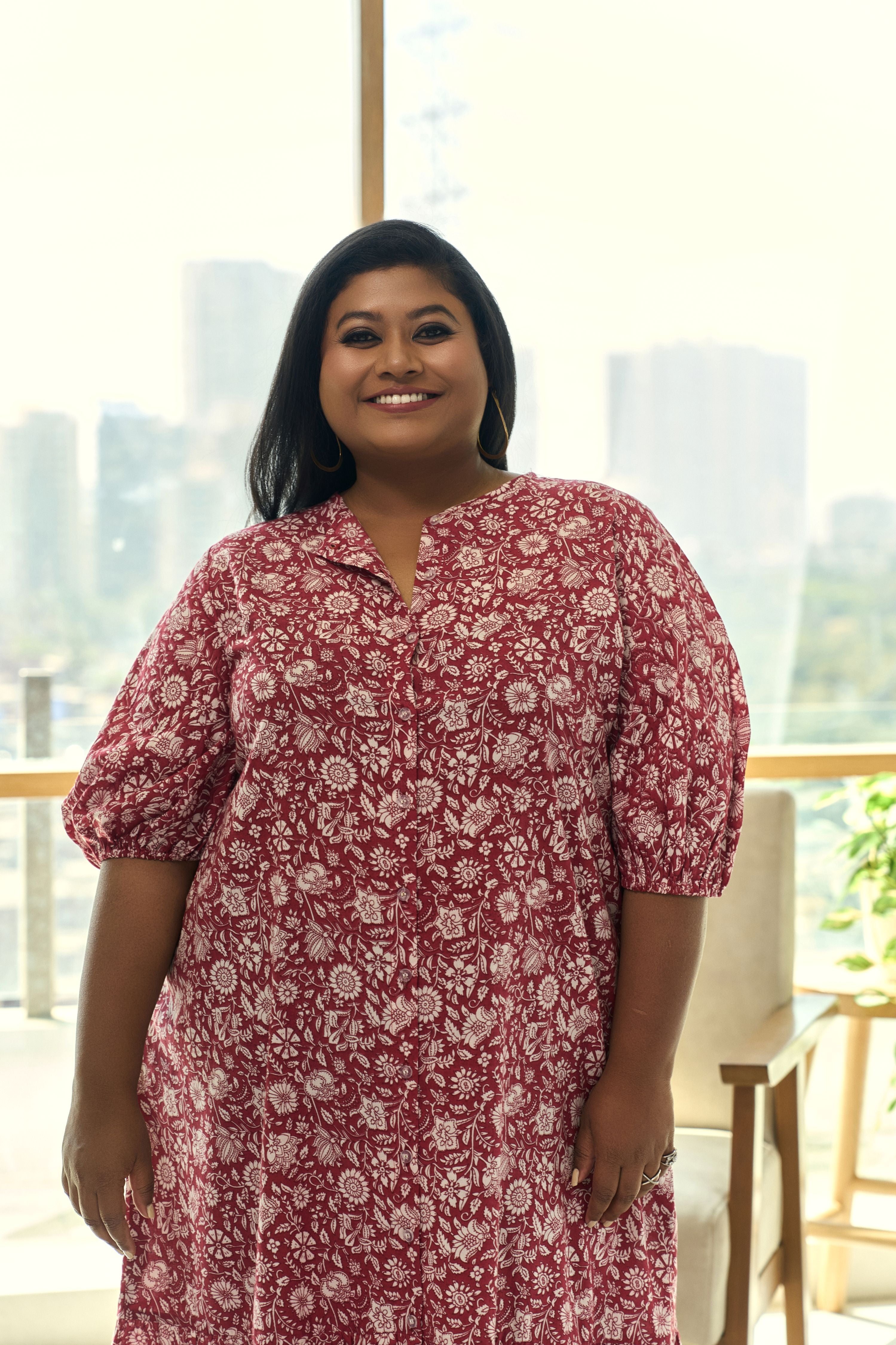 Red Floral Print Tiered Cotton Maxi Dress