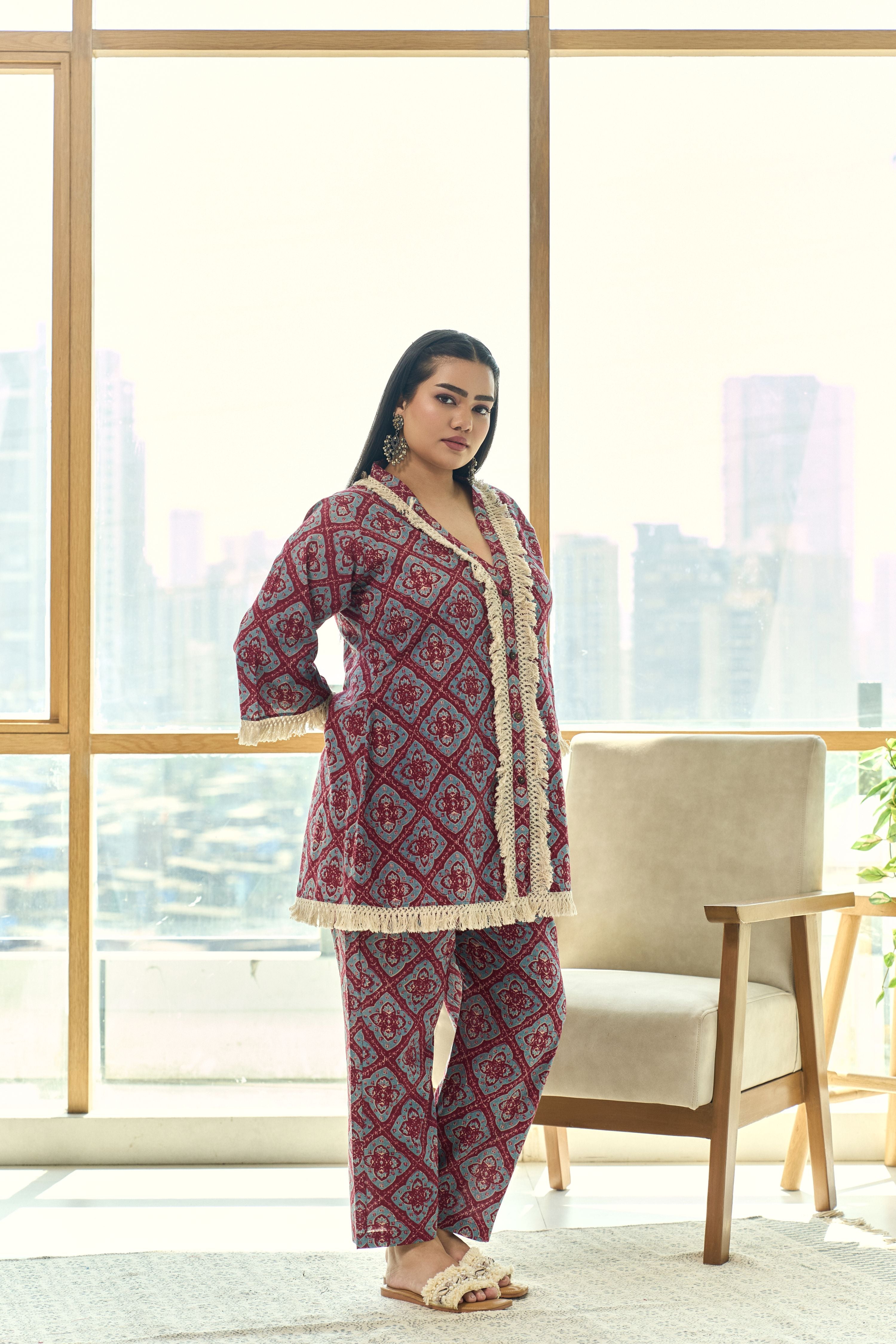 Boho Fringe Lace Cotton Co-ord Set