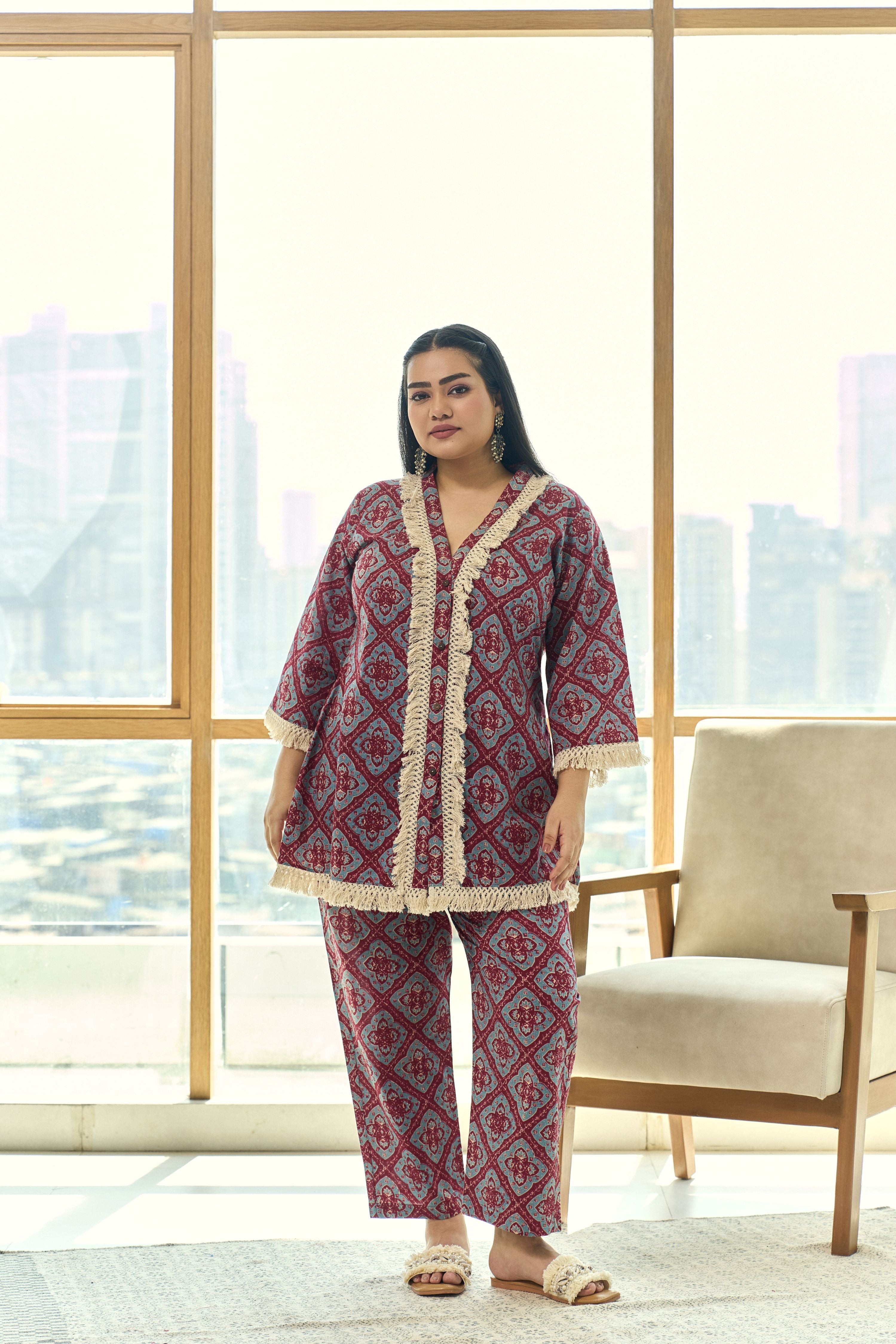 Boho Fringe Lace Cotton Co-ord Set