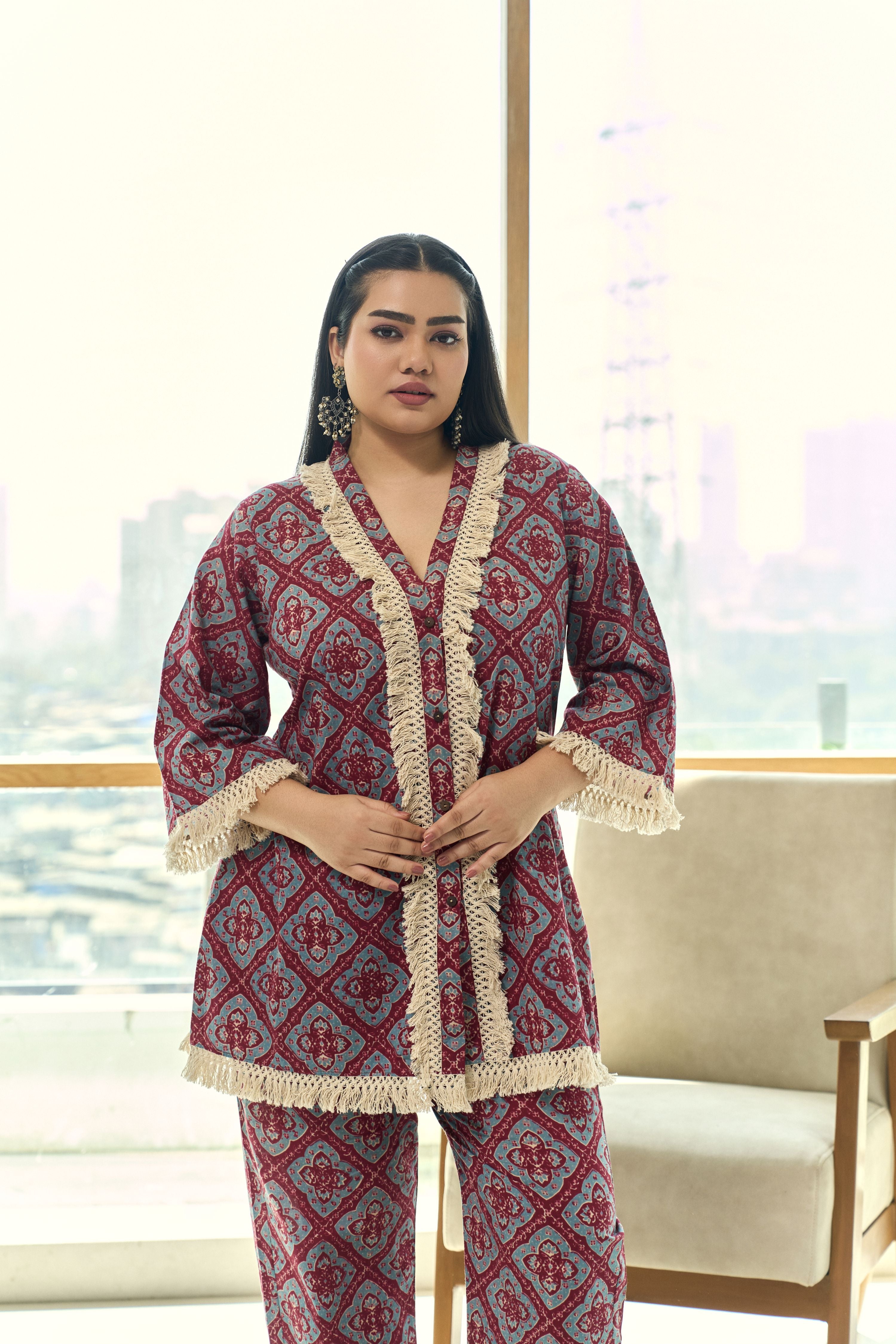 Boho Fringe Lace Cotton Co-ord Set