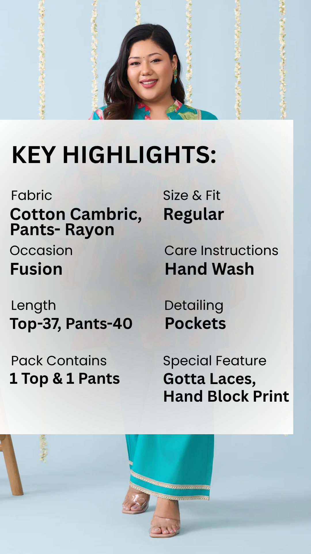 Rama Green Festive Co-ord Set With Bright Floral Print