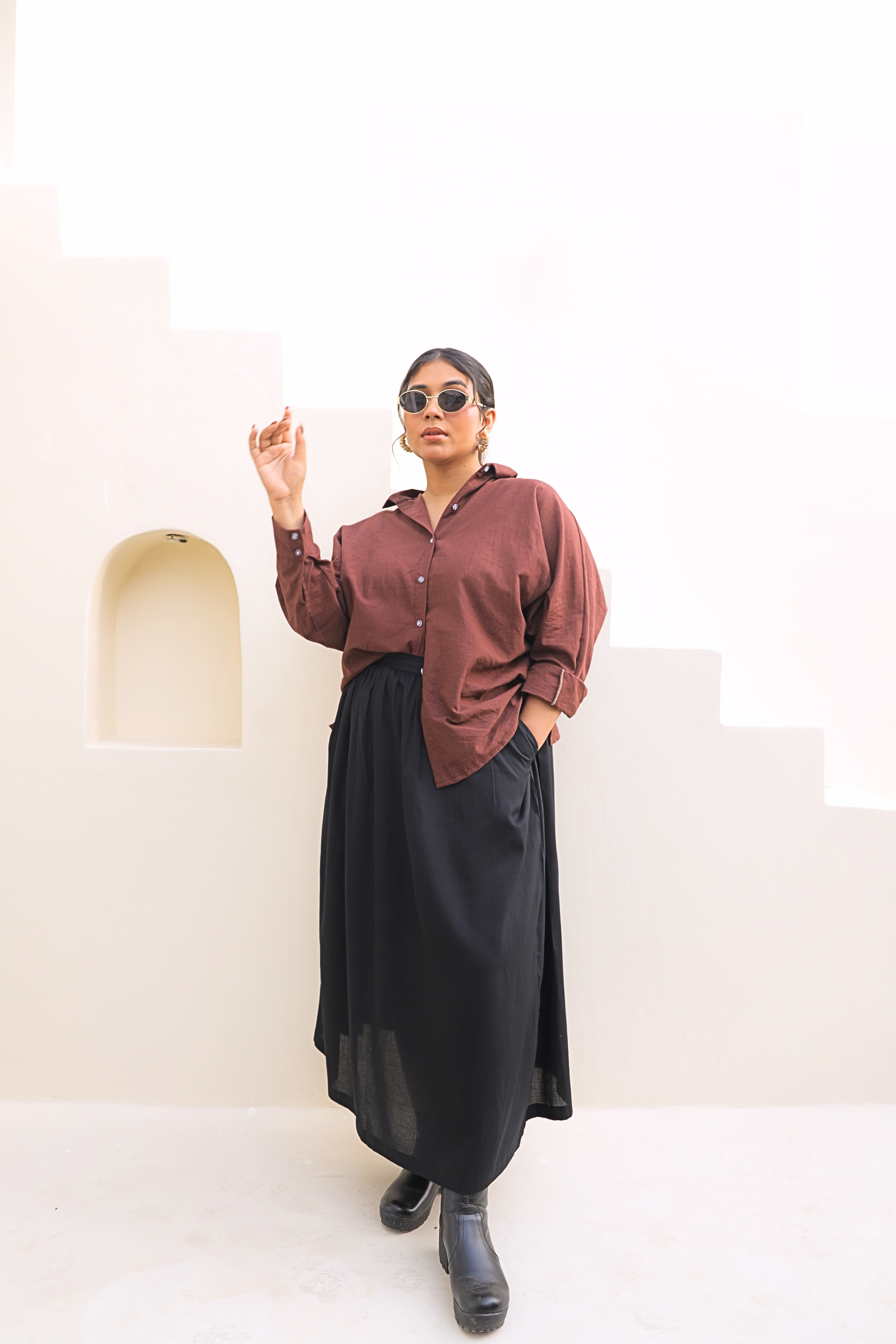 Fluid Black Rayon Maxi Skirt