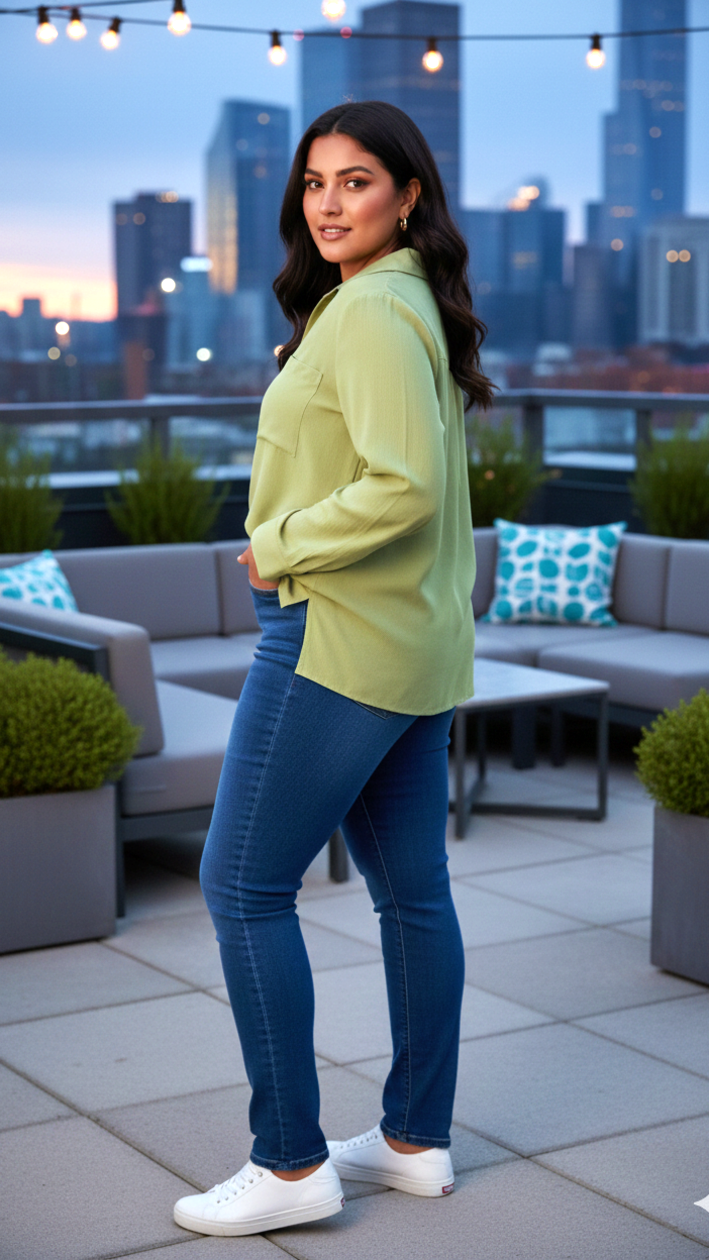 Olive Green Linen Everyday Work Shirt