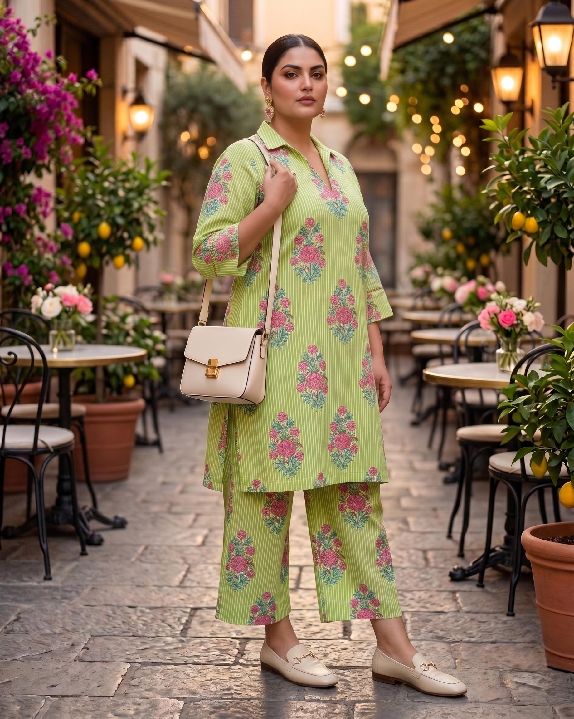 Plus Size Cotton Printed Kurta Set – Floral Co-Ord Kurta Pant Set