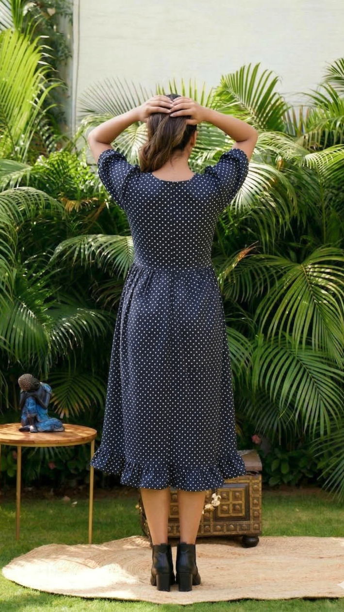 Regular Black Polka Tiered Maxi Dress