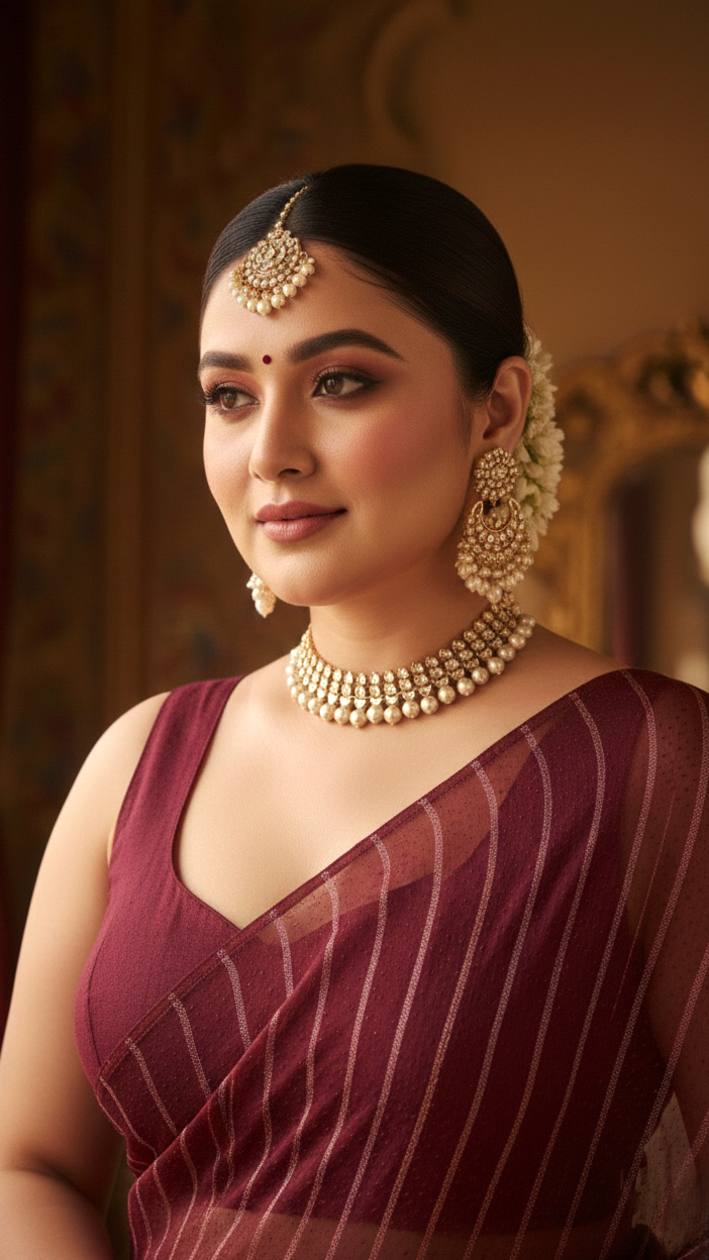 Maroon Leheriya Saree with Multi-colour Accents