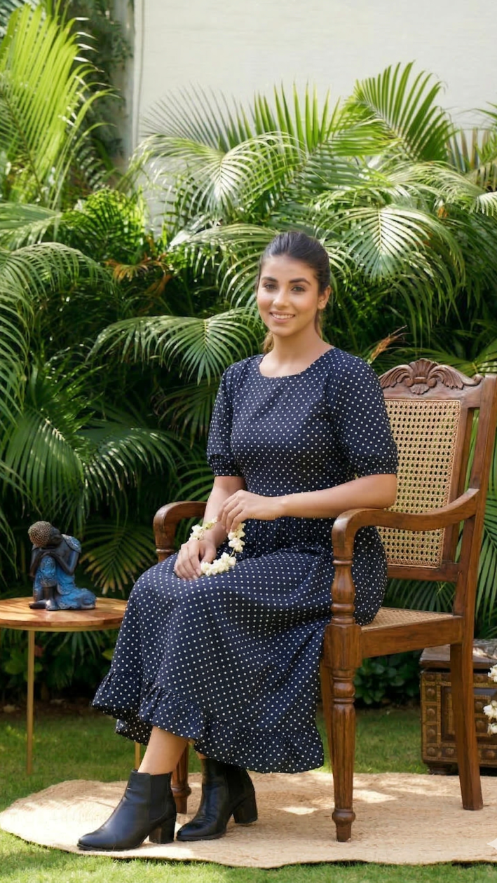 Regular Black Polka Tiered Maxi Dress