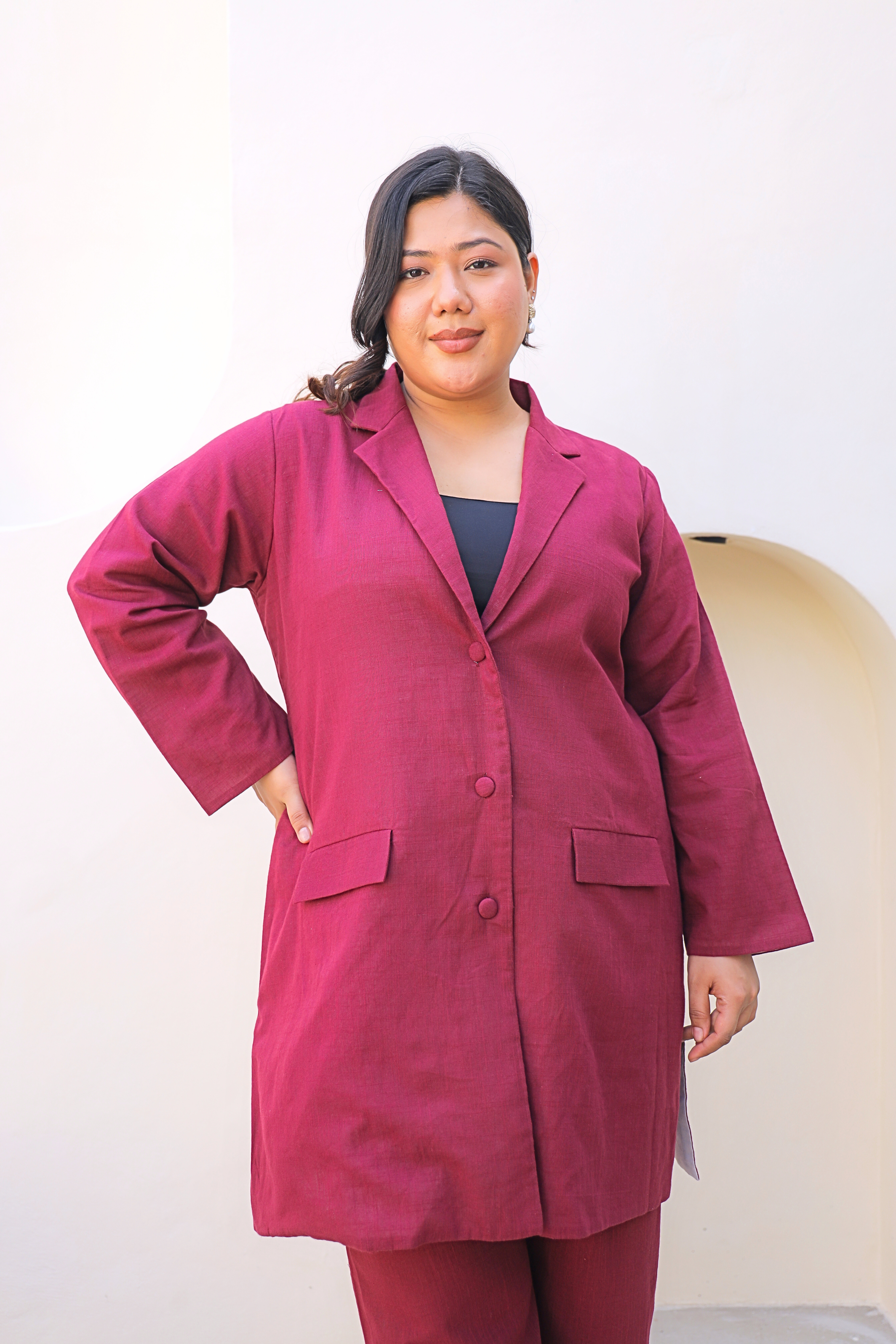 Chic Structured Wine Co-ord Set