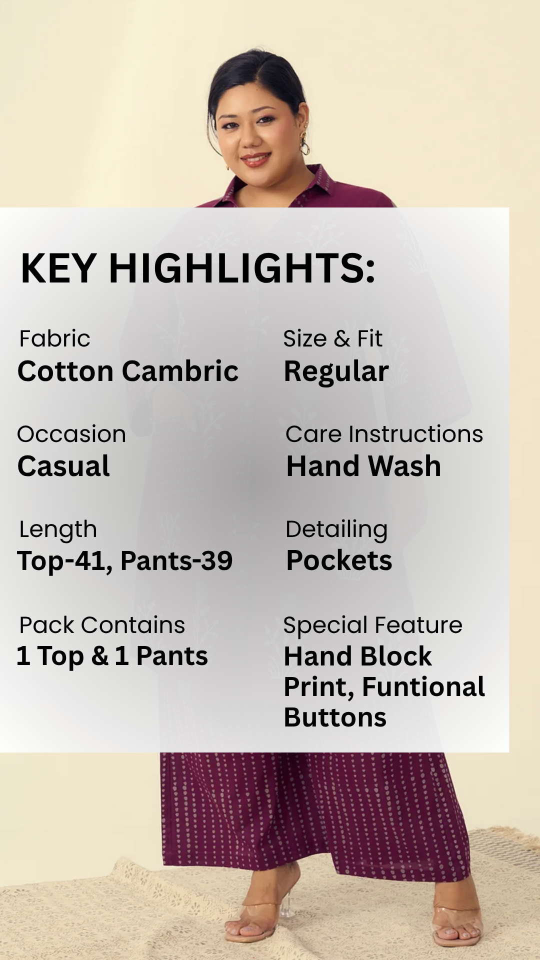 Burgundy Printed Ethnic Cotton Co-ord Set