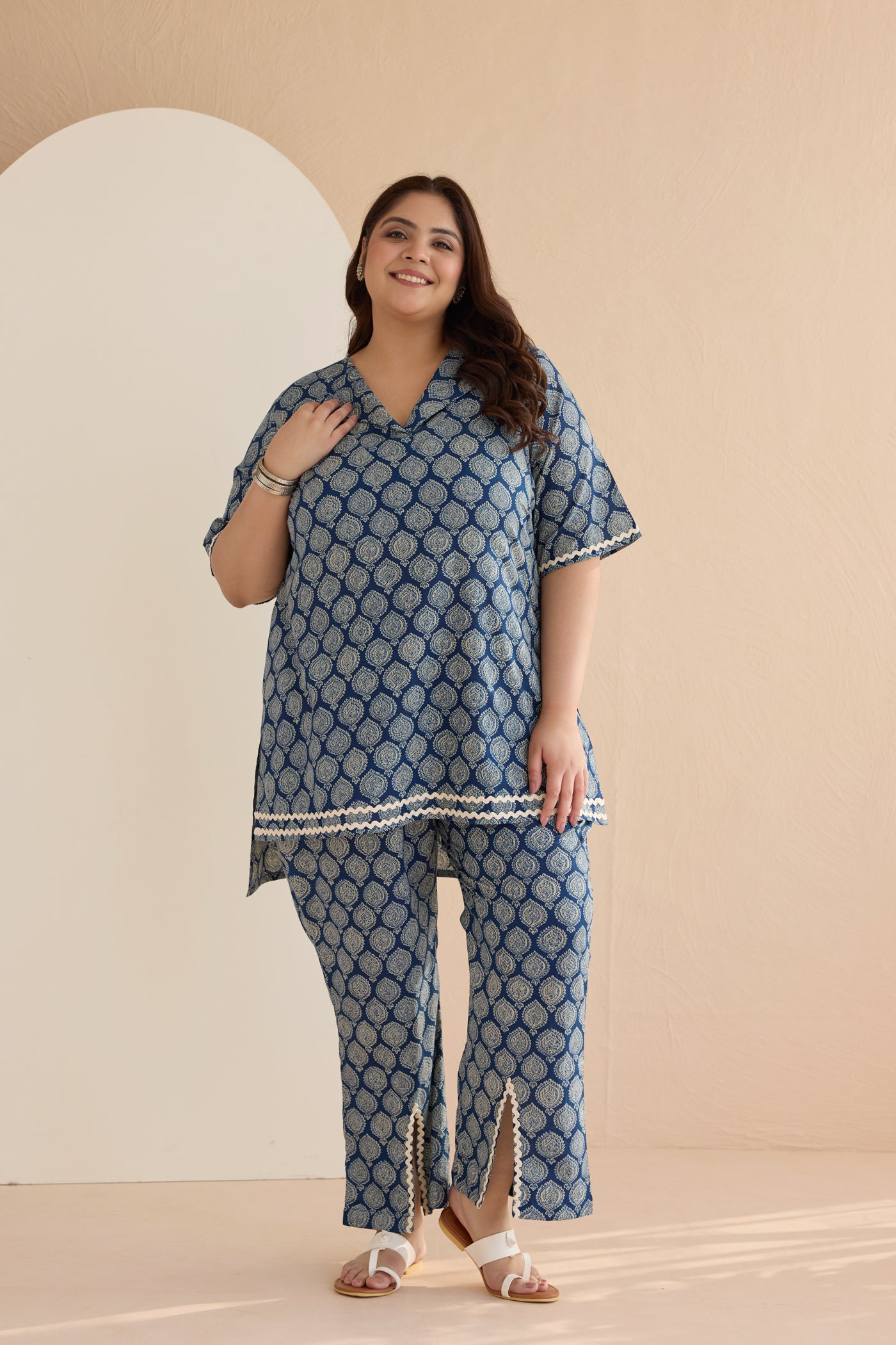 Indigo Blue Ethnic Boota Cotton Co-ord Set