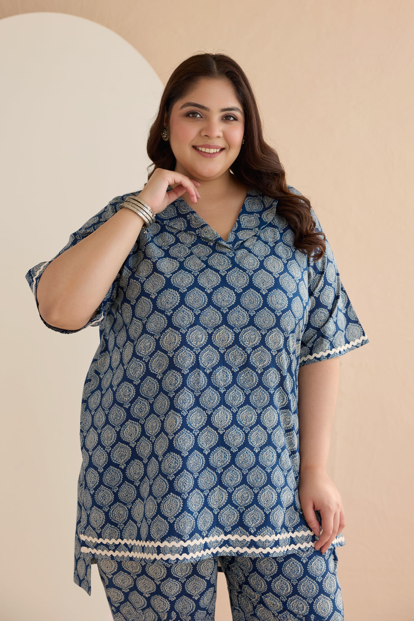 Indigo Blue Ethnic Boota Cotton Co-ord Set