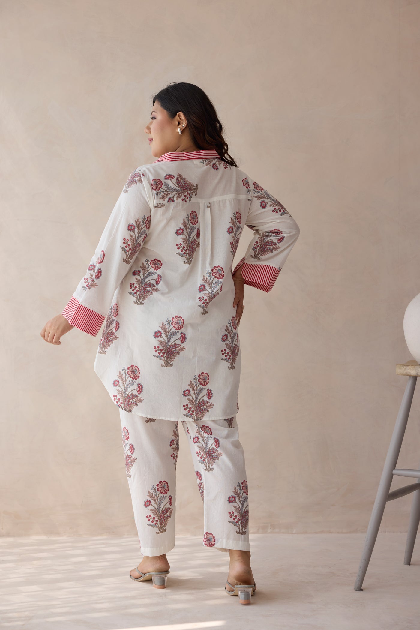 Jaipur Pink Floral Motif Handblock Printed Co-ord Set