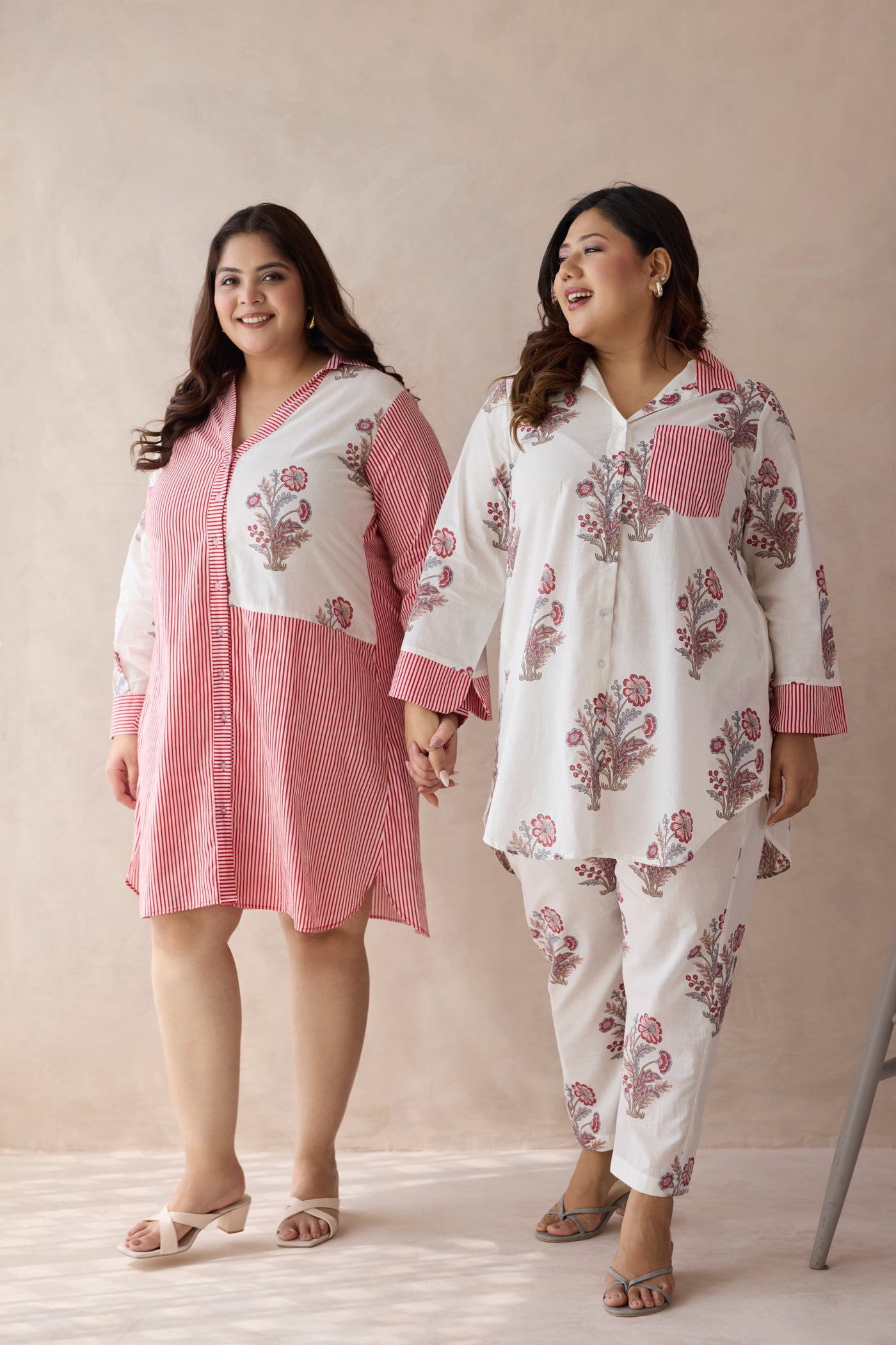 Jaipur Pink Floral Motif Handblock Printed Co-ord Set