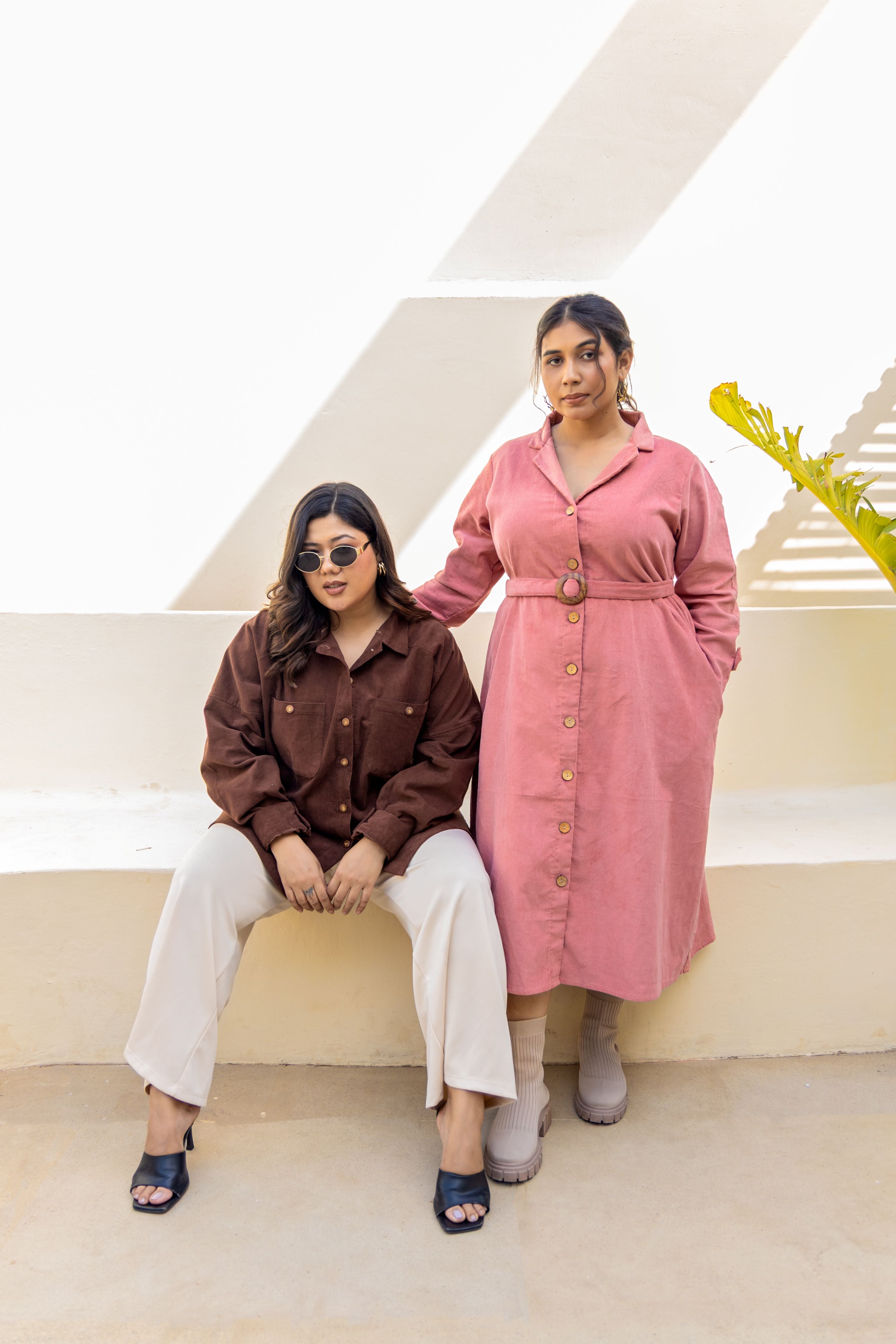 Salmon Pink Midi Shirt Dress