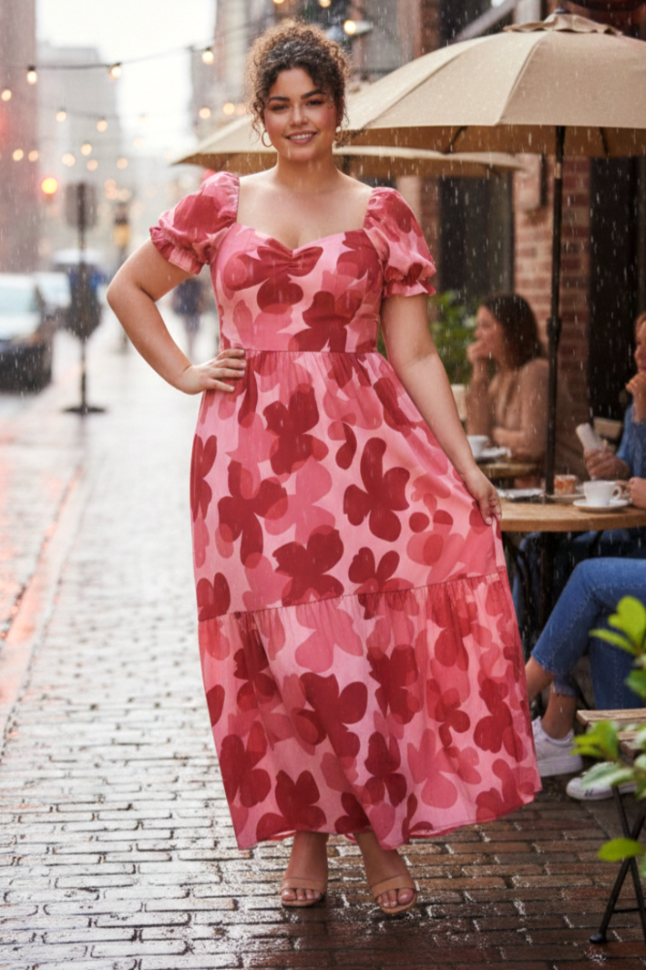 red and pink dress plus size Take Me Out Red and Pink Color Block Plus Size Dress