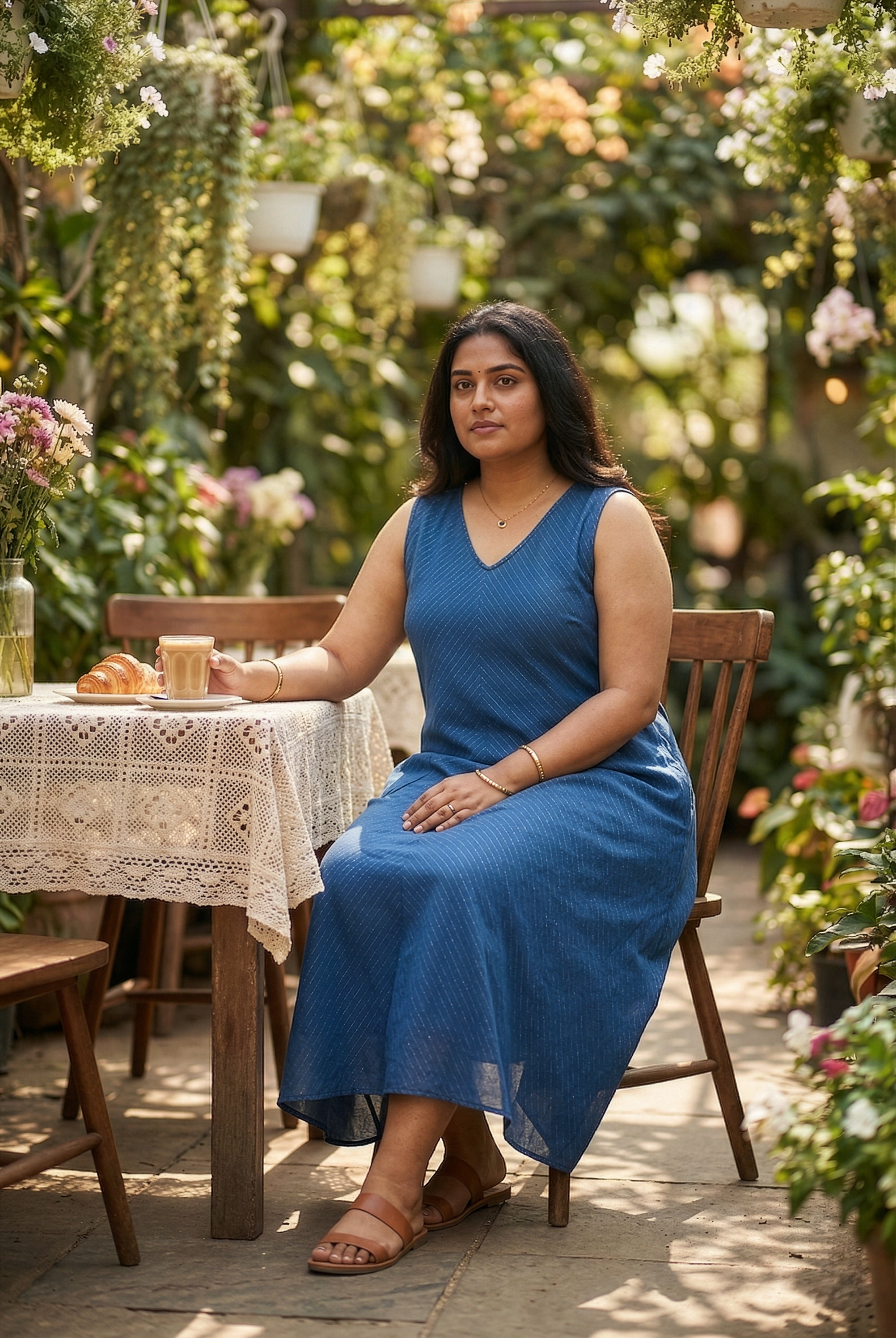 Cobalt Blue V-Neck Maxi Dress