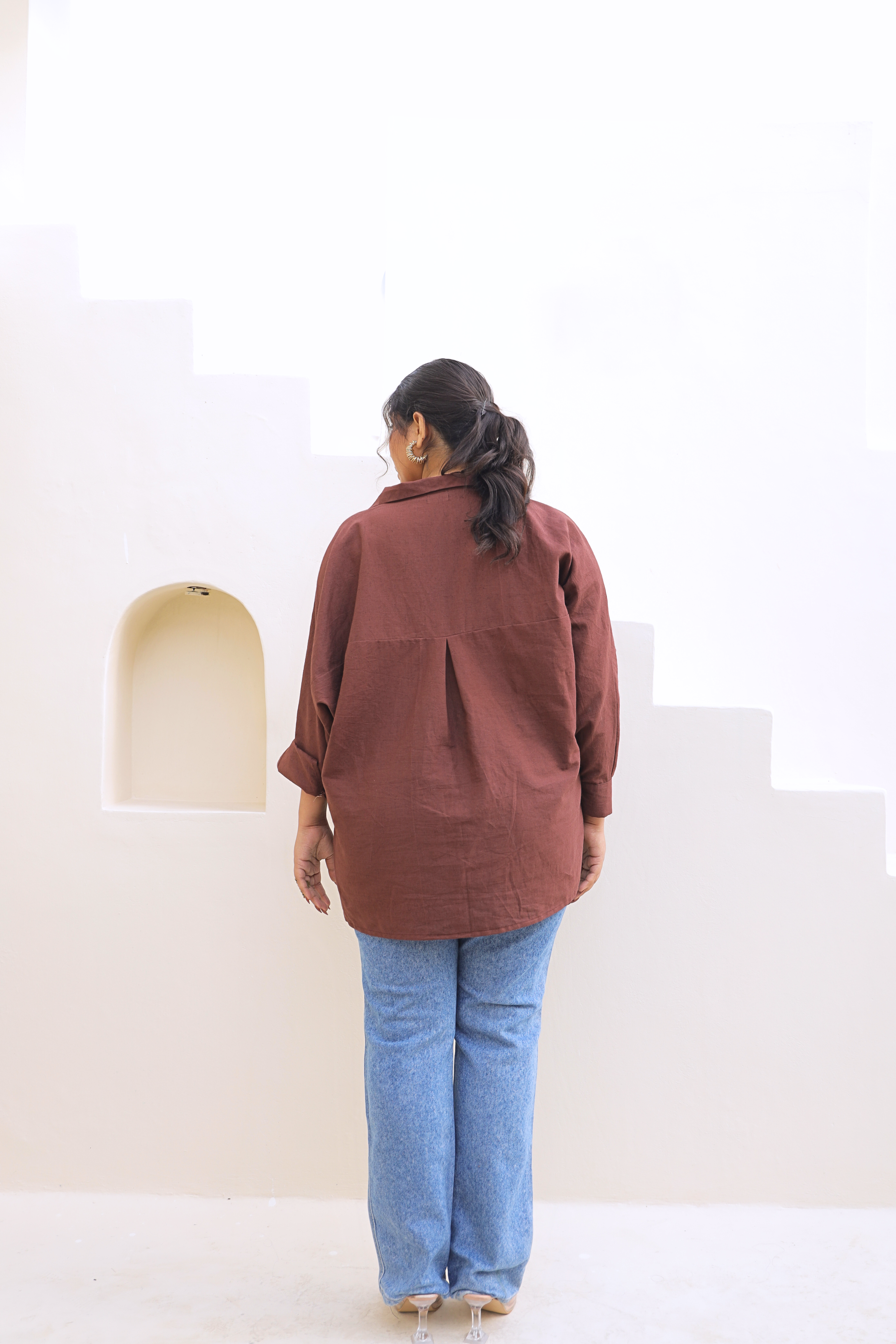 Chic Oversized Brown Linen Shirt