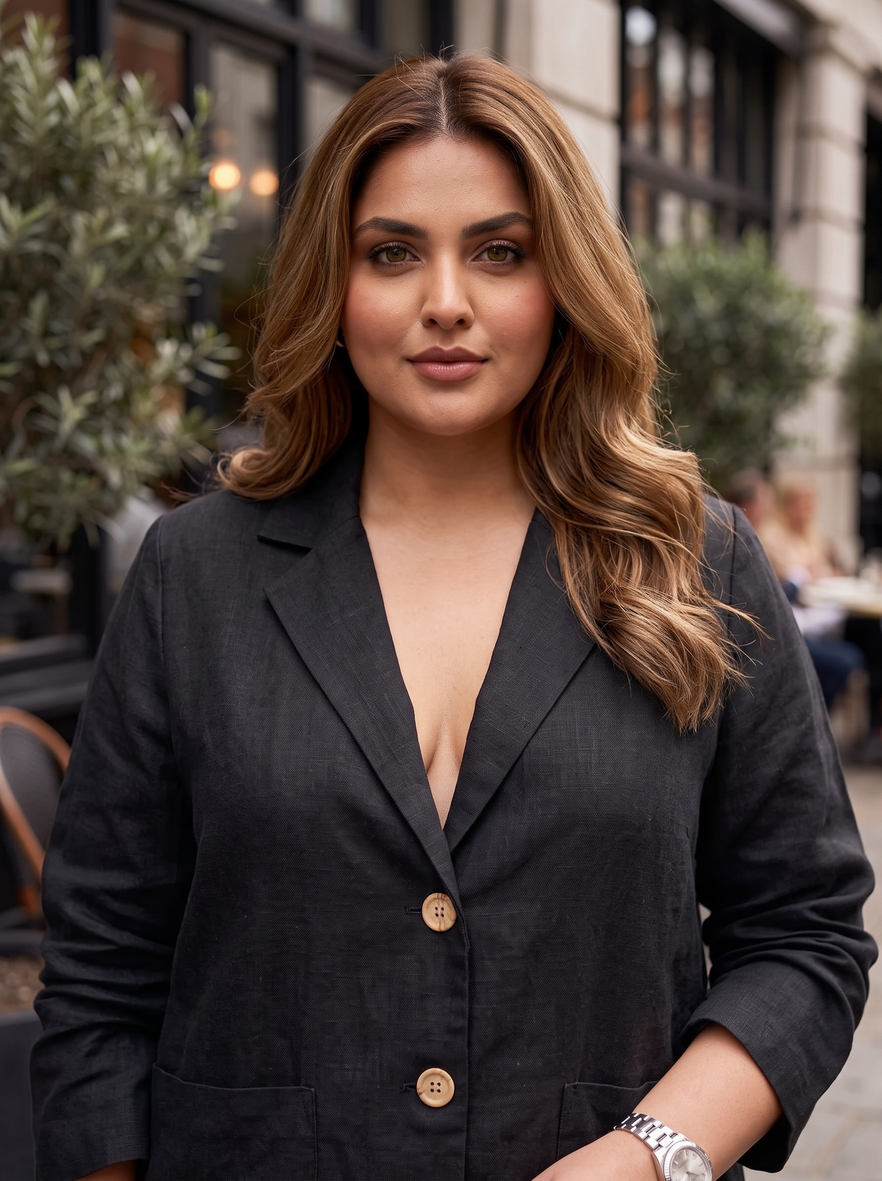 Plus Size Black Cotton Co-ord Set for Women | Tailored Shirt & Wide-Leg Pants
