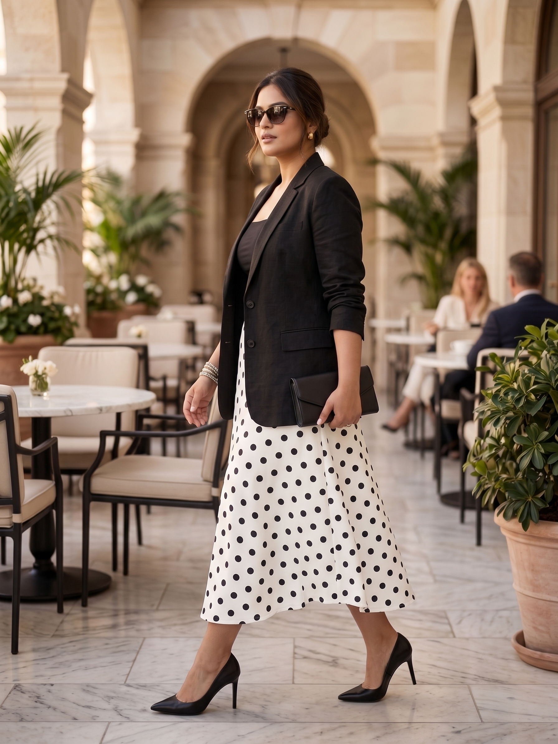 Plus Size Black Cotton Jacket – Classic Tailored Blazer for Women