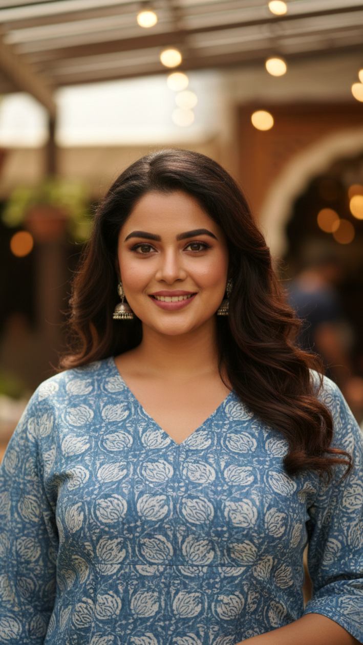 Blue Lotus Printed Top