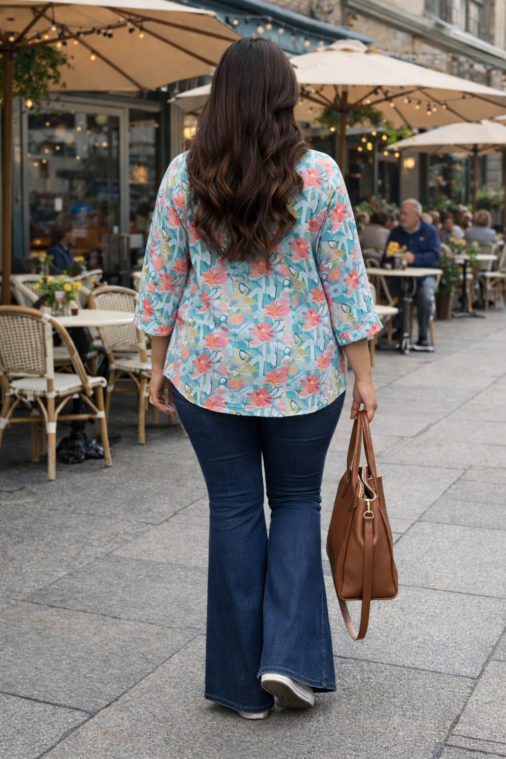 Blue Satin Digital Print Shirt