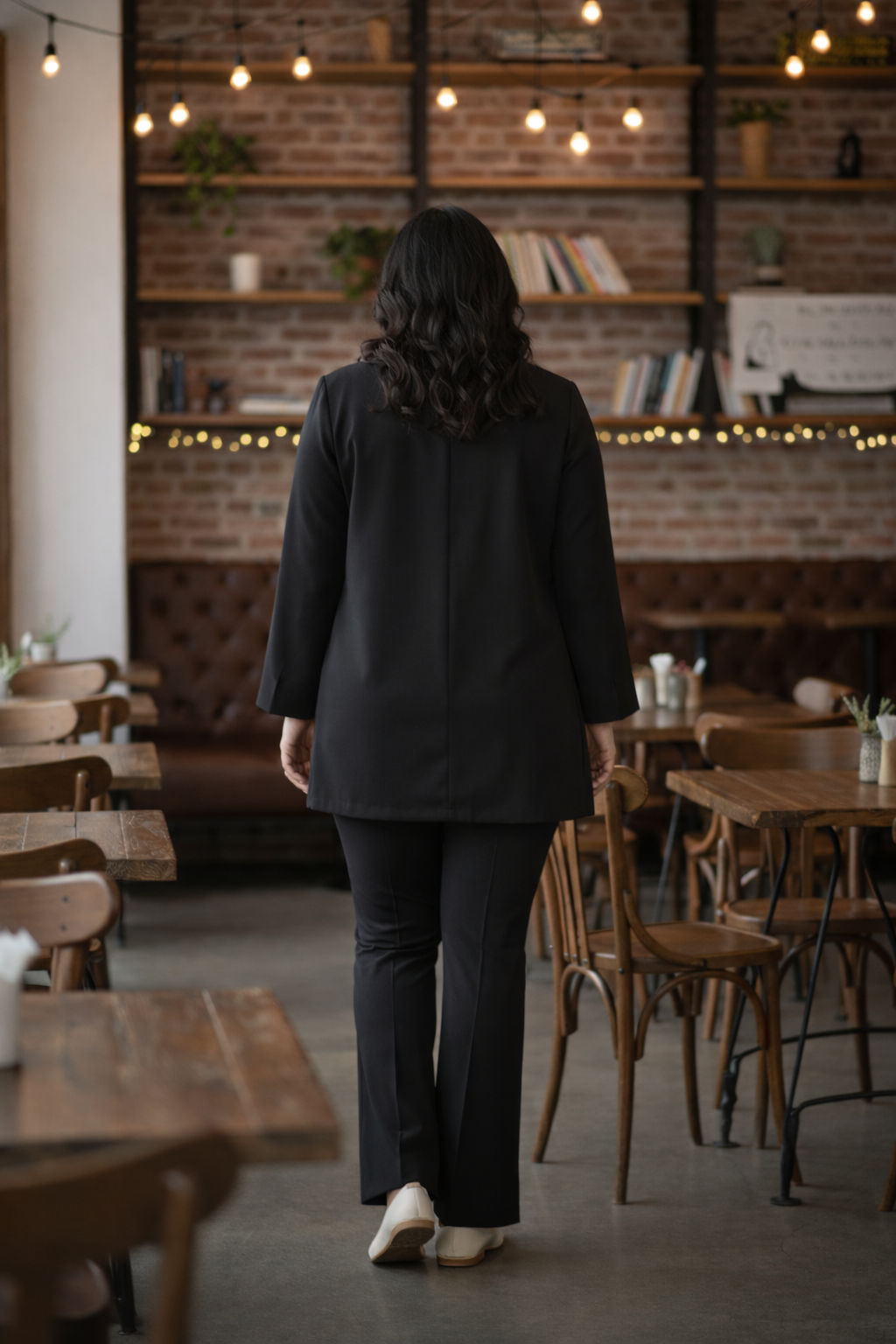 Plus Size Classic Black Button-Down Jacket for Women