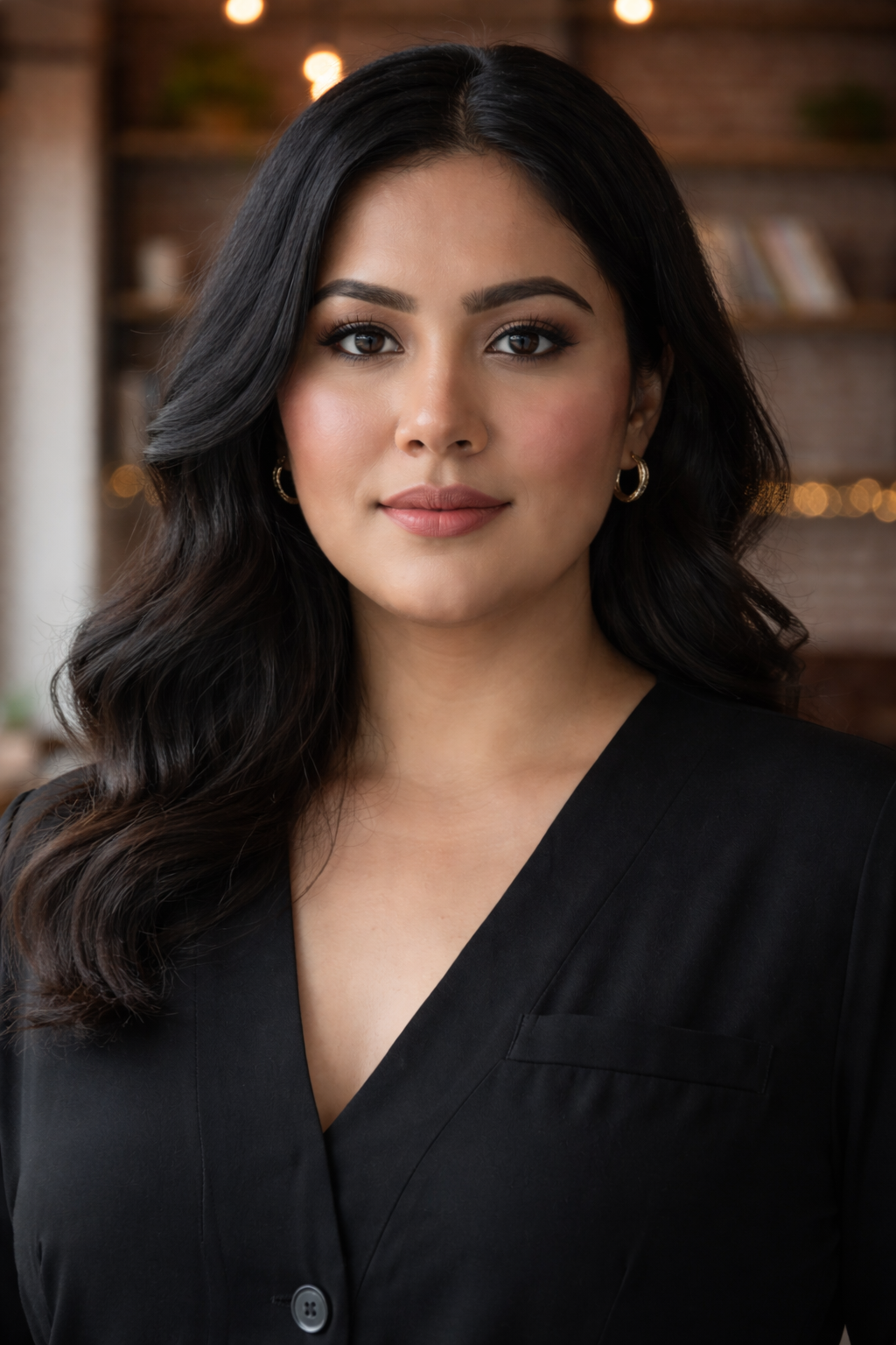 Plus Size Classic Black Button-Down Jacket for Women