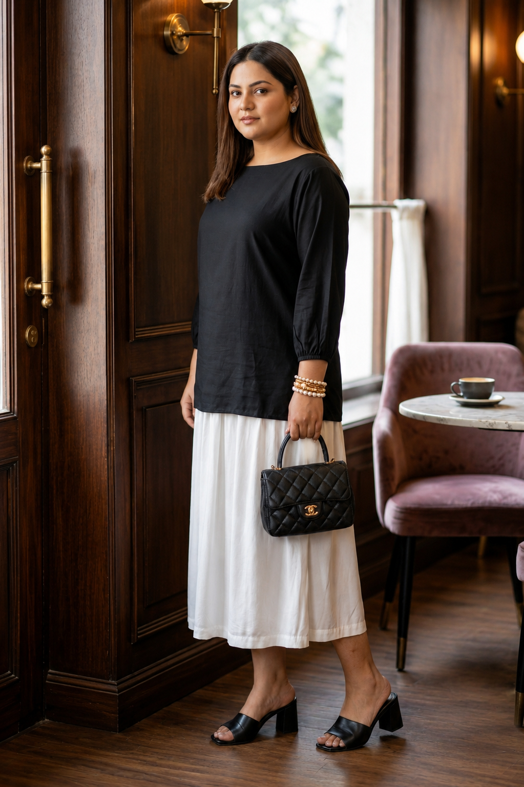 Classic Black Rayon Top for Women