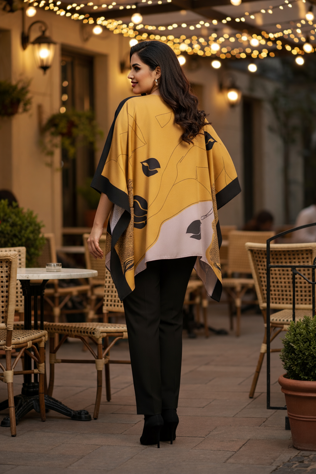 Plus Size Premium Satin Poncho-Style Kaftan Top for Women