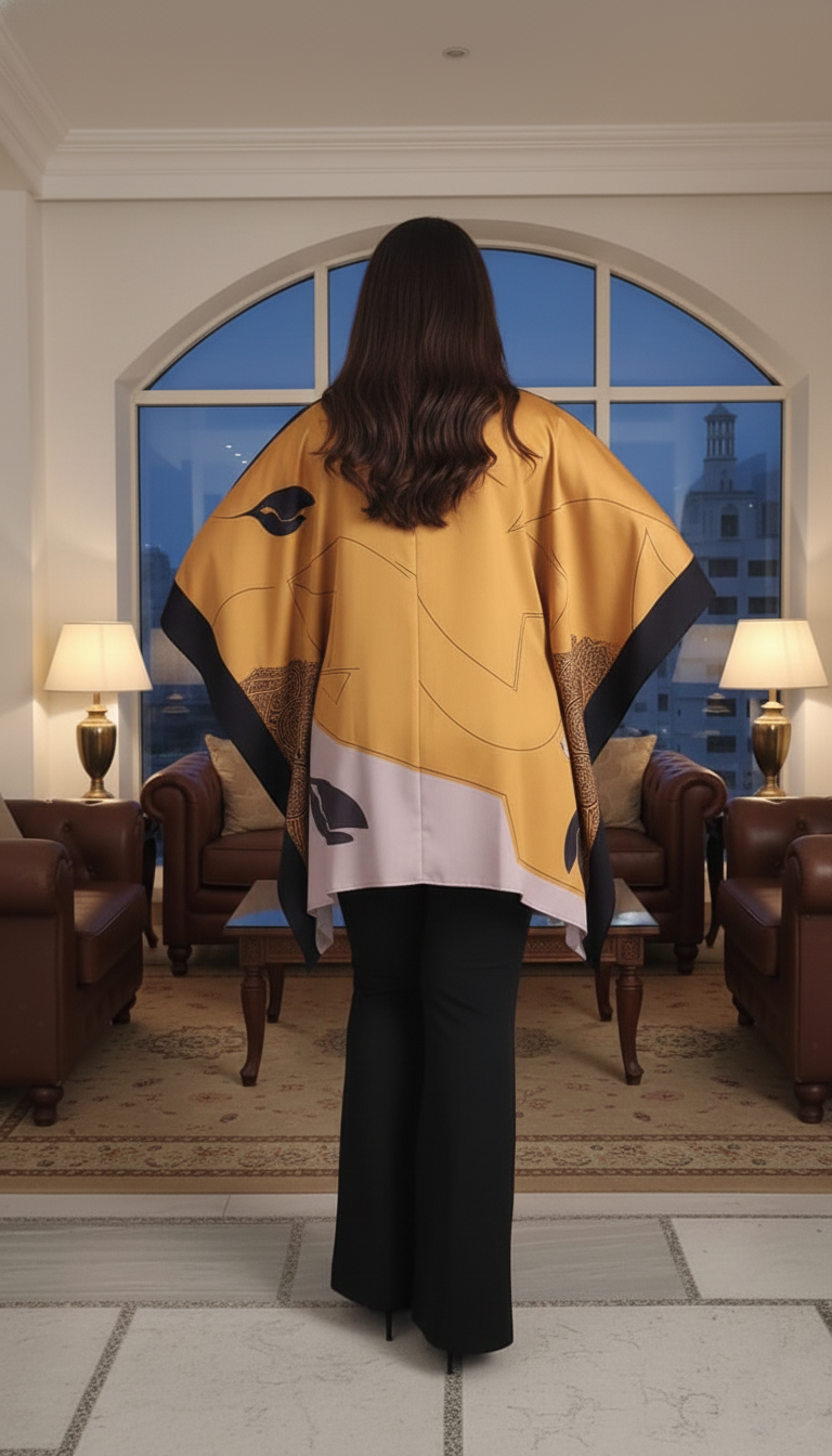 Plus Size Premium Satin Poncho-Style Kaftan Top for Women