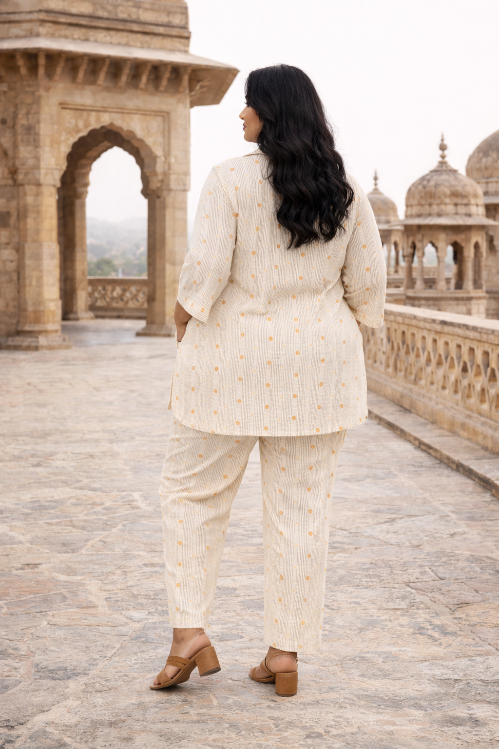 Off-white Striped Linen Co-ord Set
