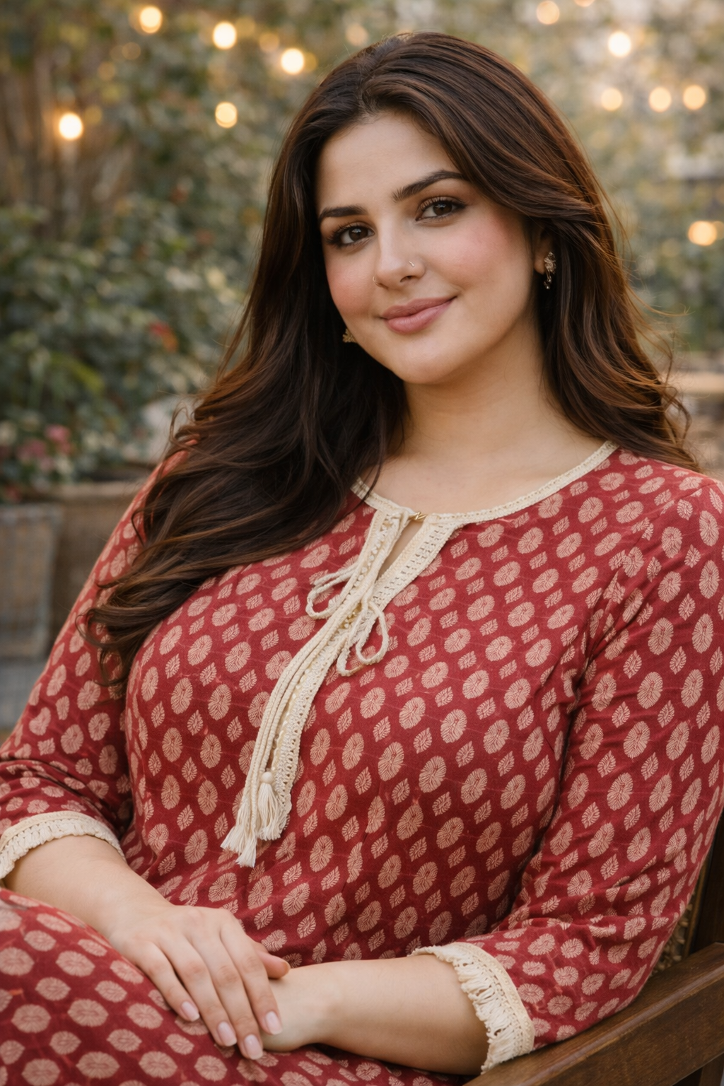 Red Boho Co-ord Set With Fringe Detailing