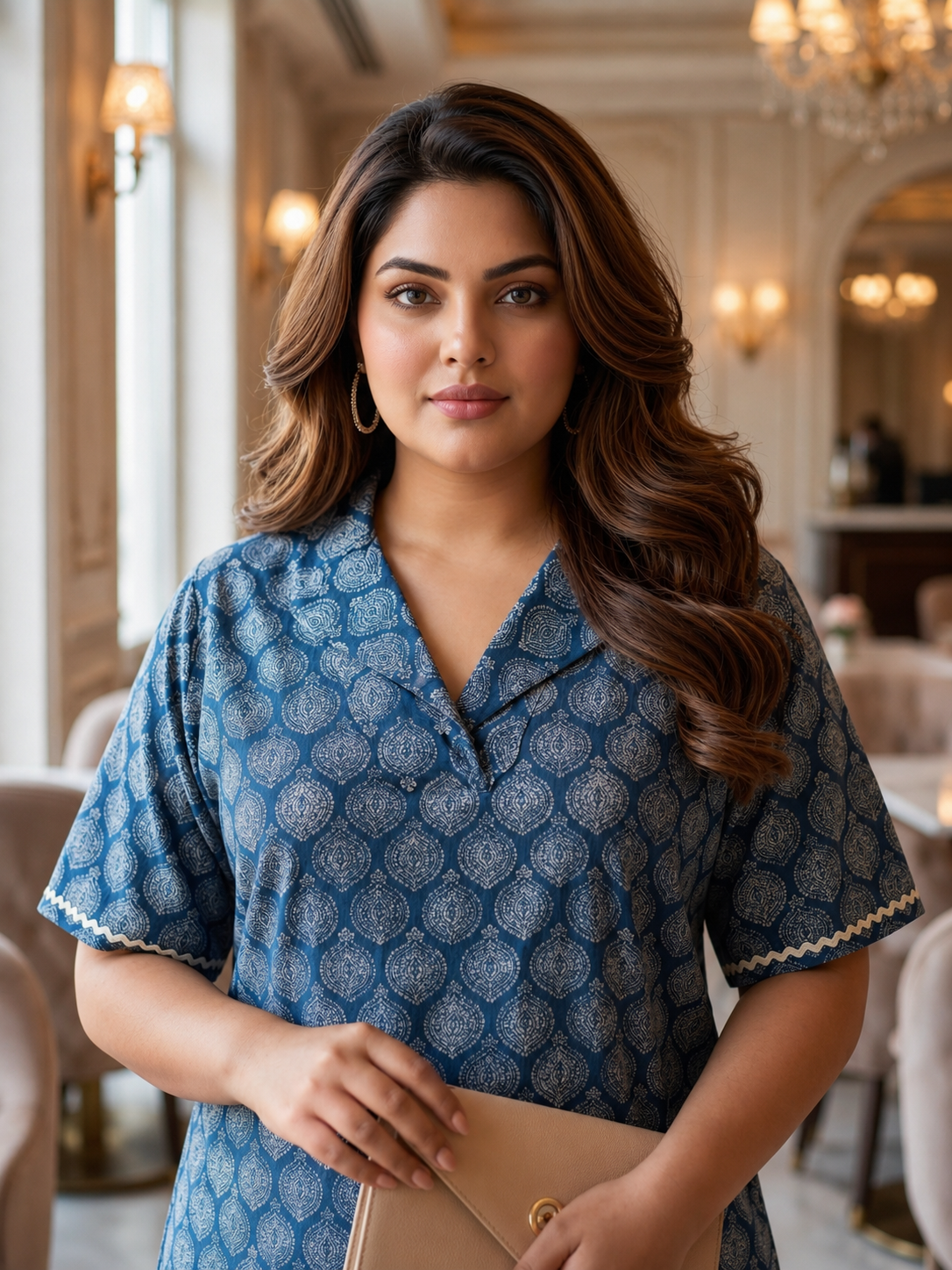 Indigo Blue Boota Printed Cotton Co-Ord Set for Women