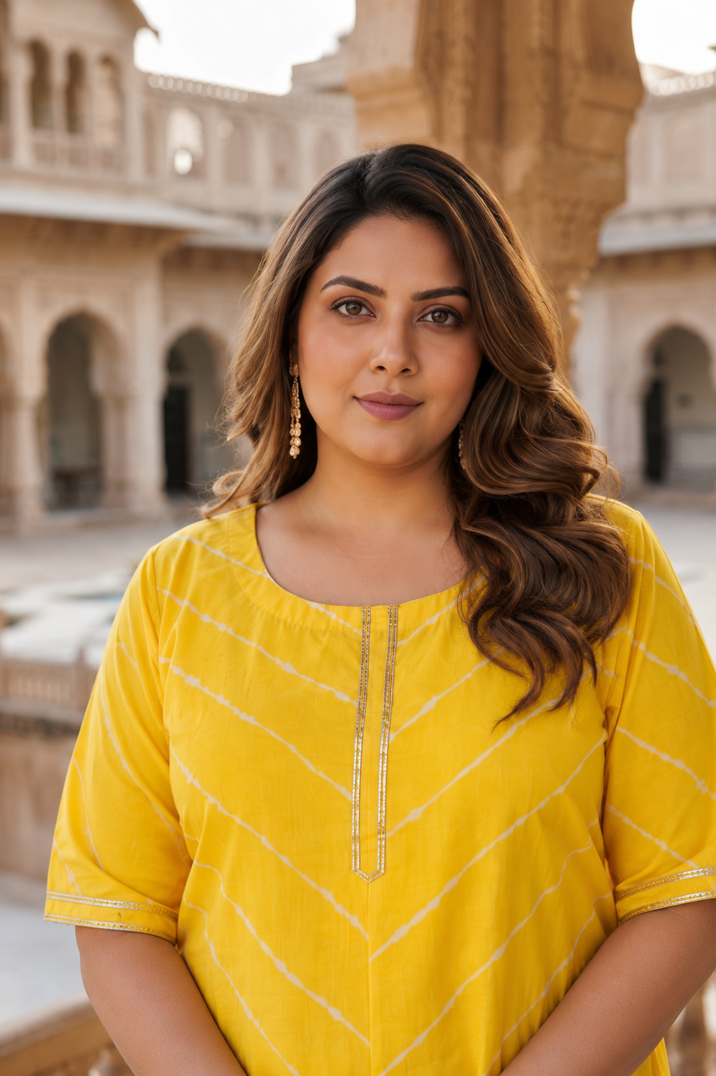 Yellow Leheriya Kurta Set - (Set of 2)