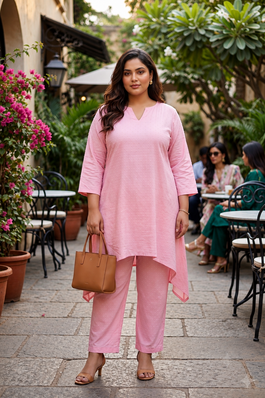 Blush Breeze Plus SizePink Cotton Co-Ord Set