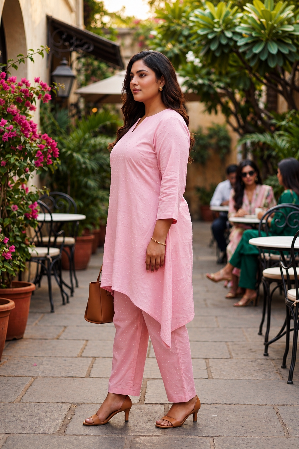 Blush Breeze Plus SizePink Cotton Co-Ord Set